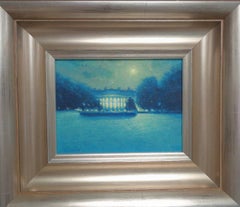 Moonlit Winter White House Painting Michael Budden  Snow 