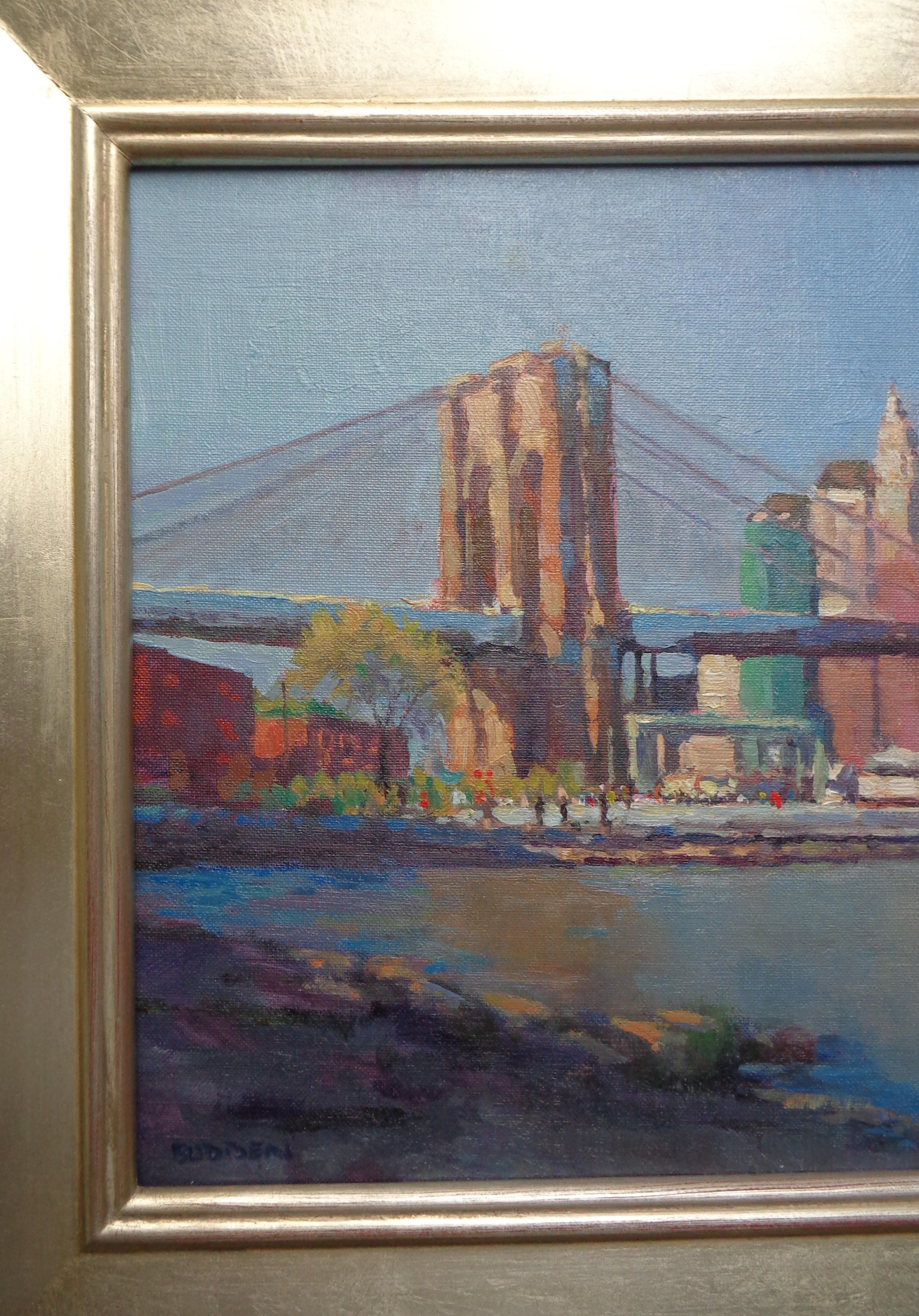  New York City Brooklyn Bridge PLein Air Painting Michael Budden  For Sale 2