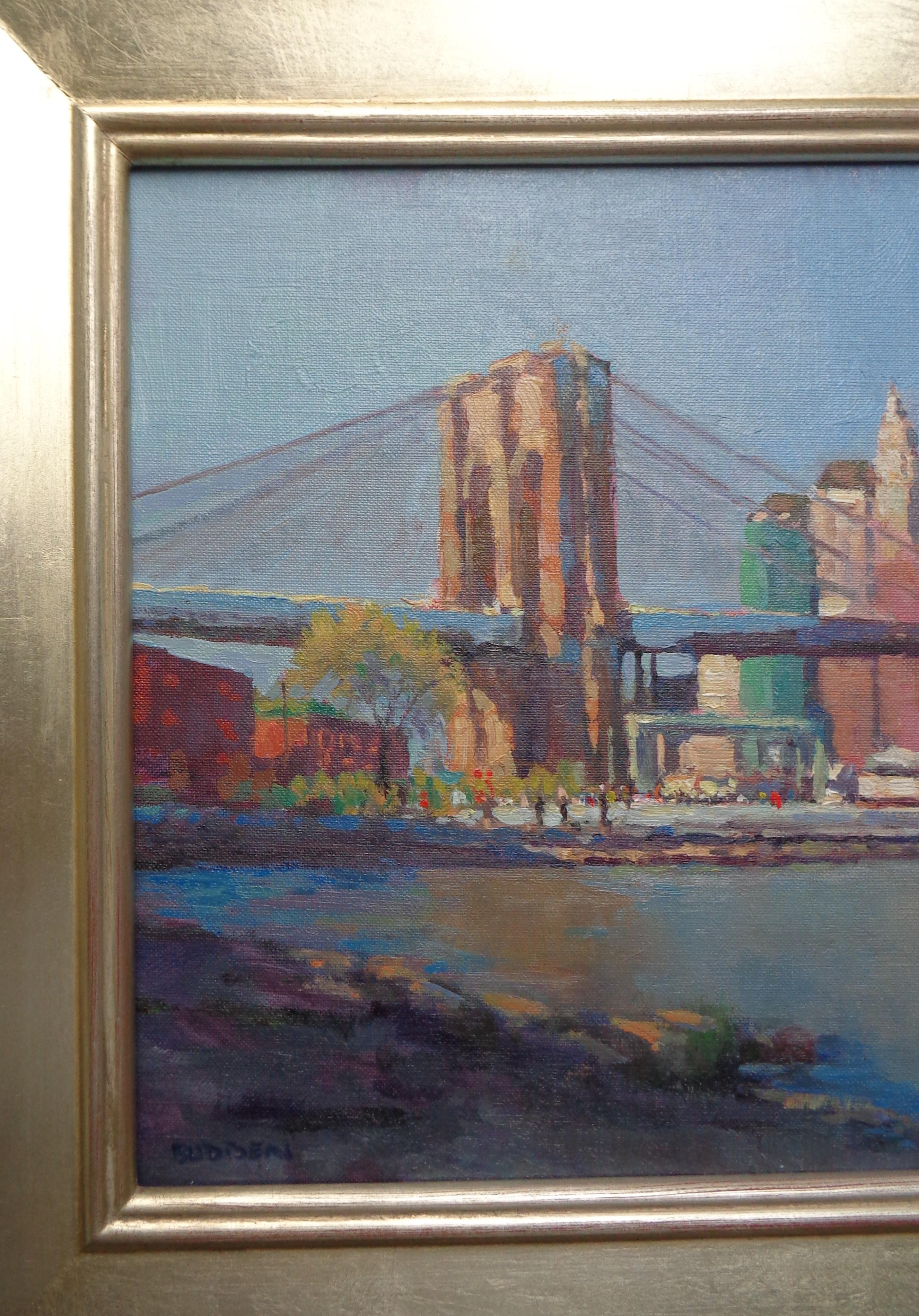 New York City Ponte di Brooklyn PLein Air Painting Michael Budden in vendita 2