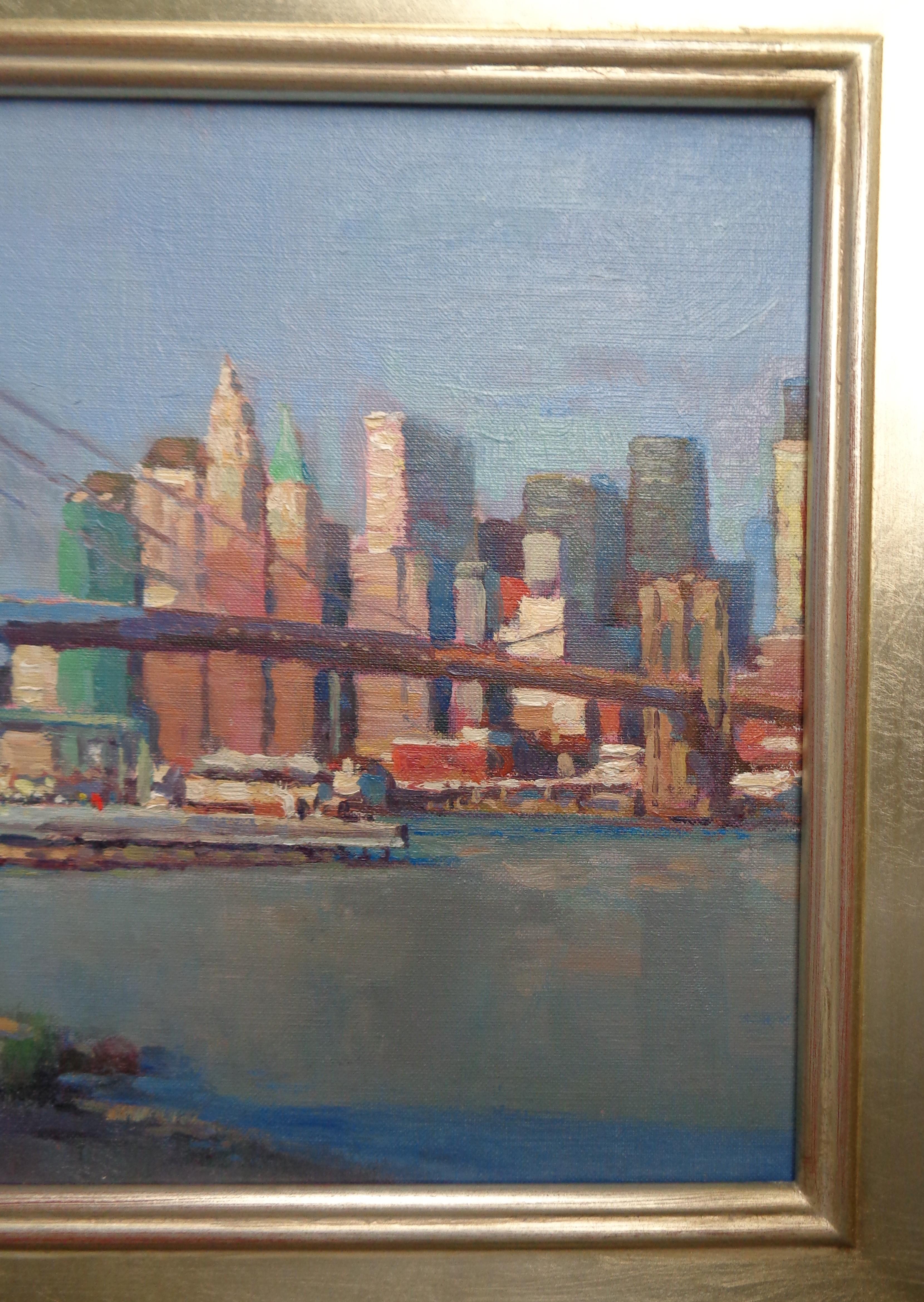  New York City Brooklyn Bridge PLein Air Painting Michael Budden  For Sale 4