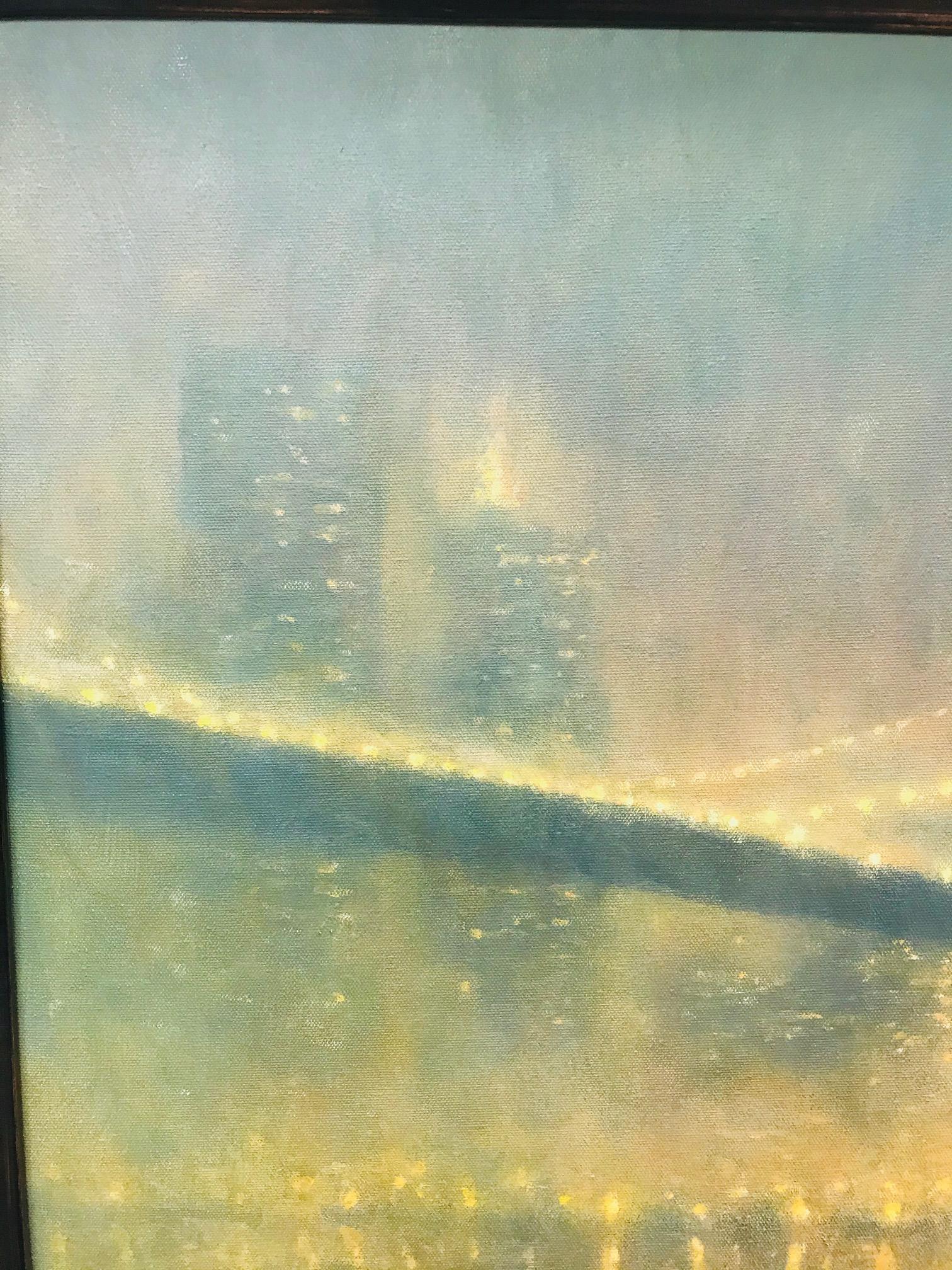 Nueva York Puente de Brooklyn Pintura ganadora del premio Salmagundi Michael Budden en venta 2