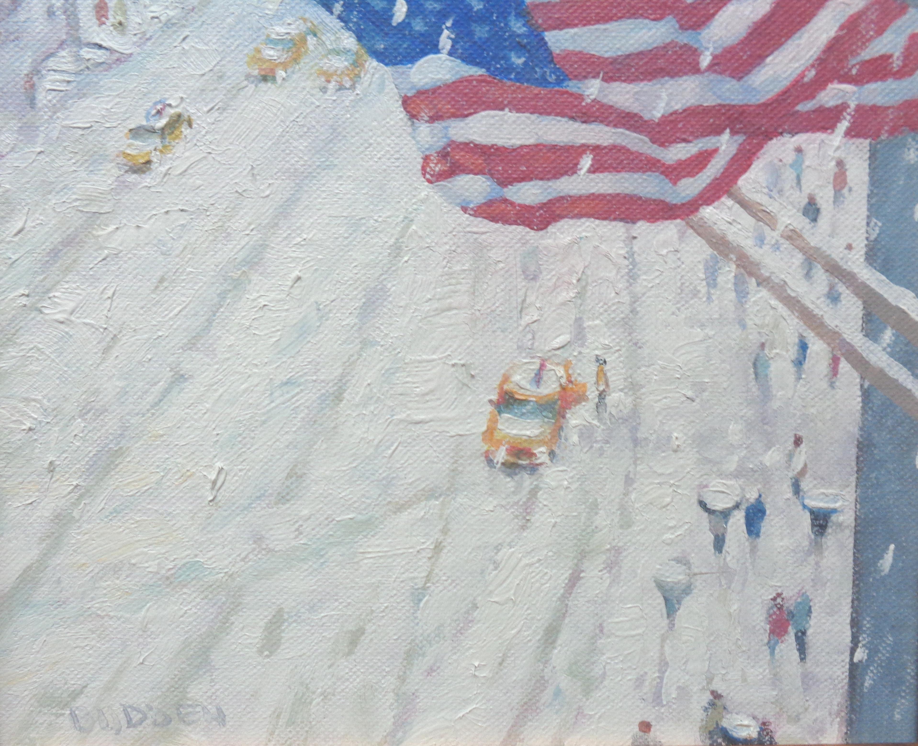   New York City Flaggen Original Winter Cityscape Stadtbild von Michael Budden im Angebot 3
