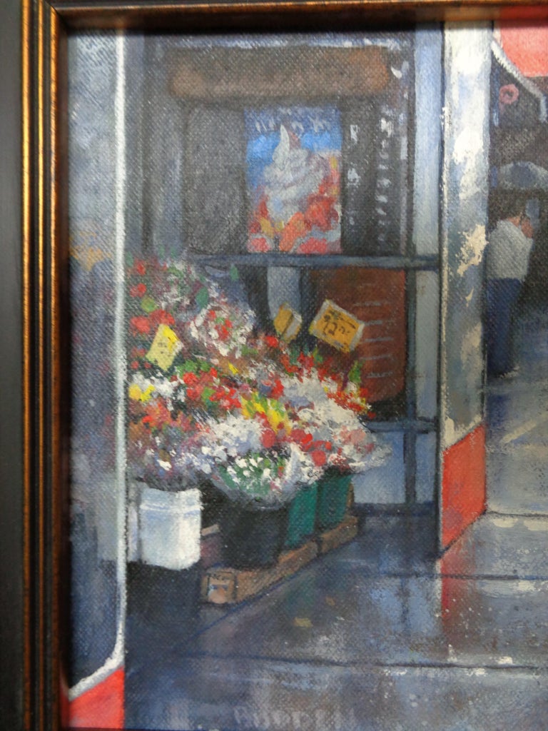 Michael Budden New York City Flower Market Spring Shower Oil Painting