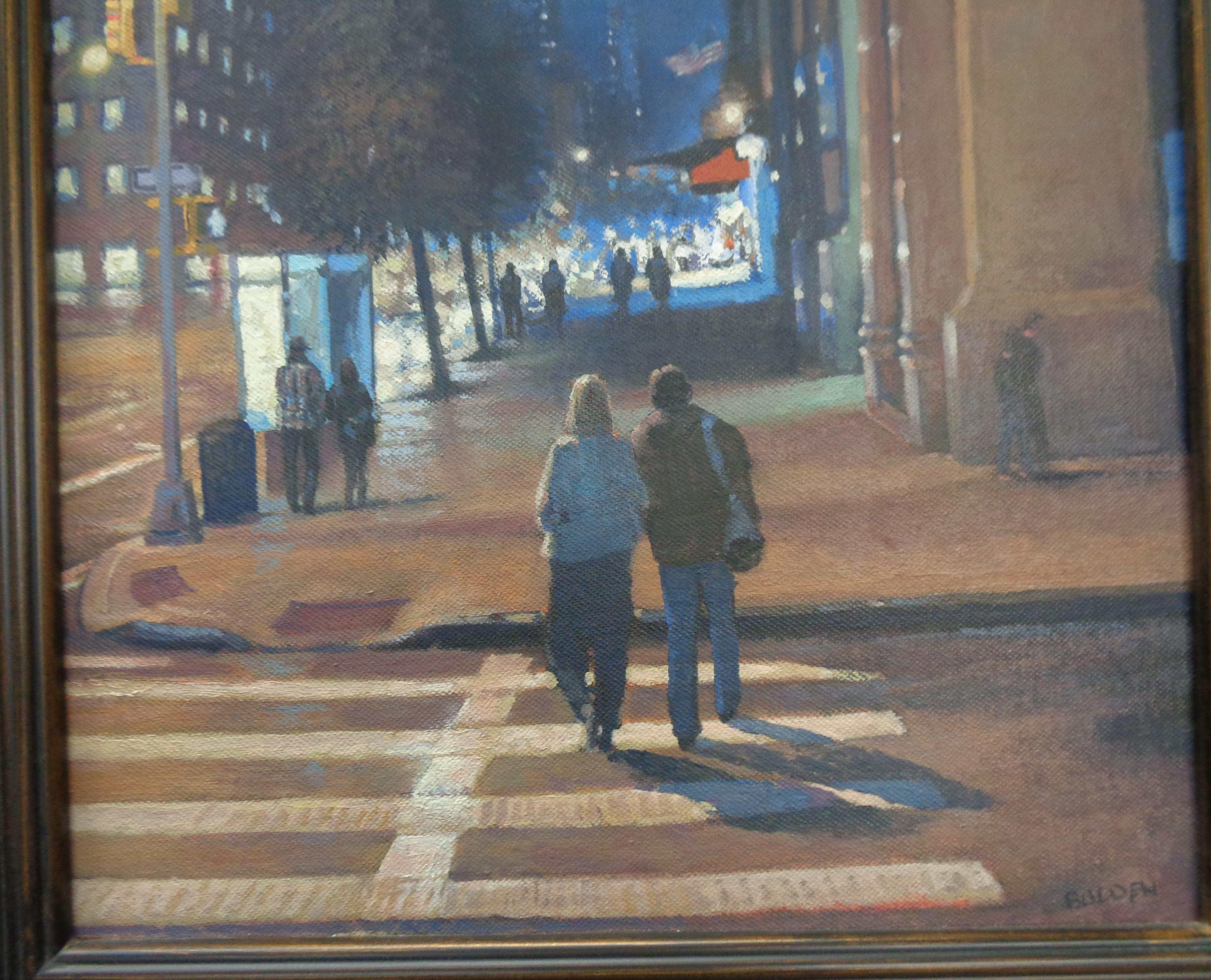  New York City Nocturne Painting Michael Budden Empire Evening For Sale 4