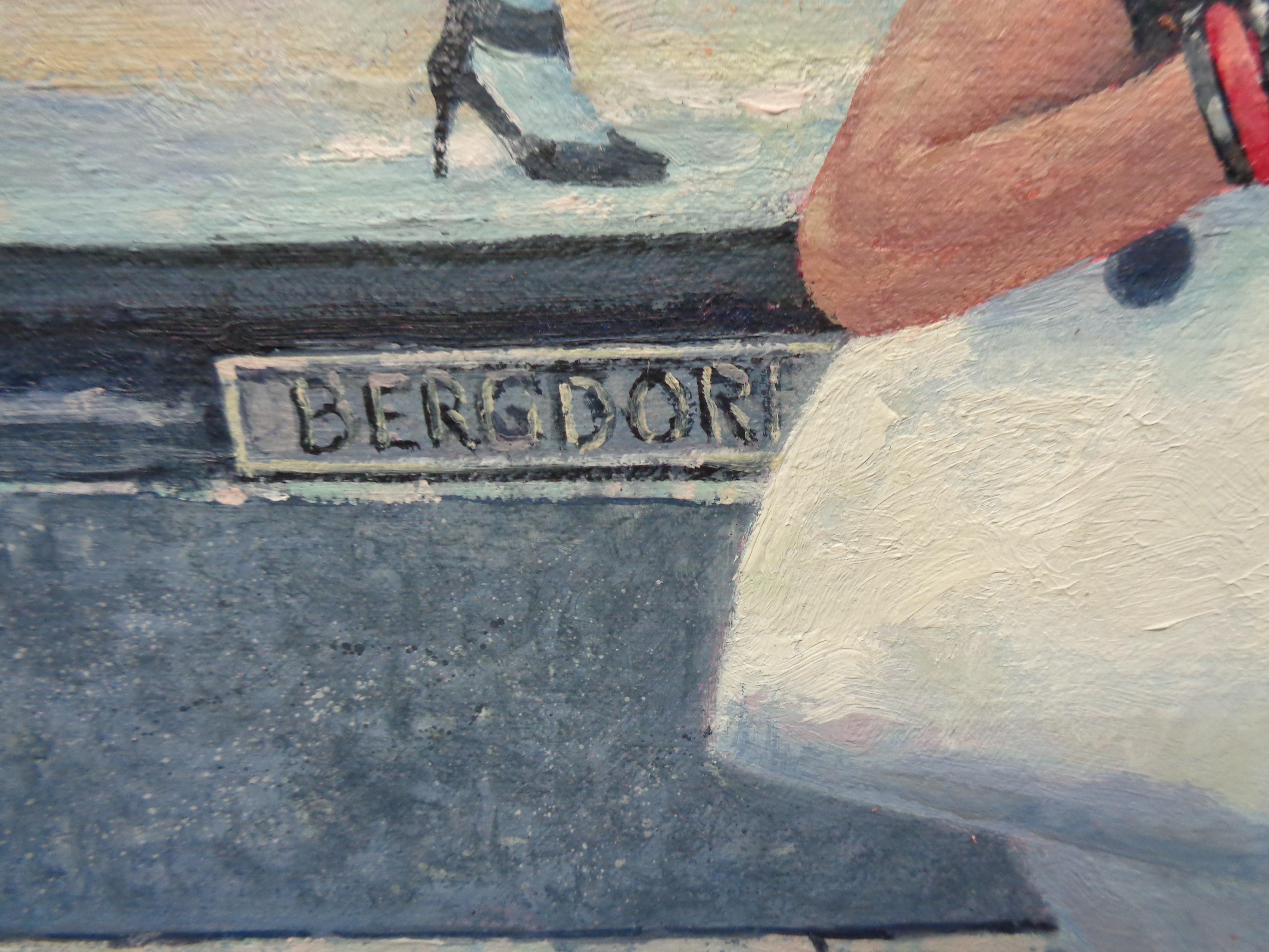 Peinture à l'huile Michael Budden 5th Ave Elegence & Bergdorf Goodmans en vente 5