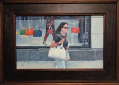 Quadro ad olio di New York Michael Budden 5th Ave Elegence & Bergdorf Goodman