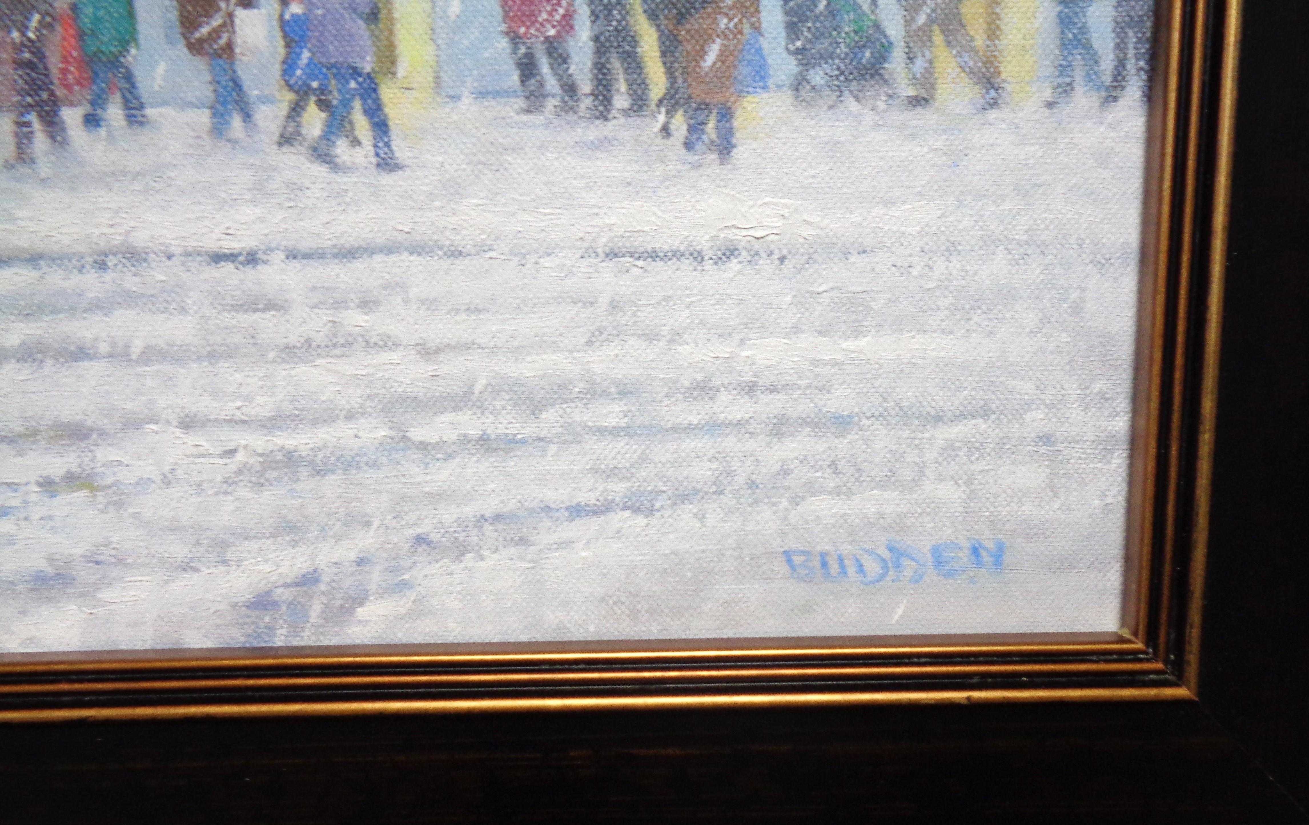 New York City Oil Painting Michael Budden 5th Avenue Winter Cartier For Sale 6