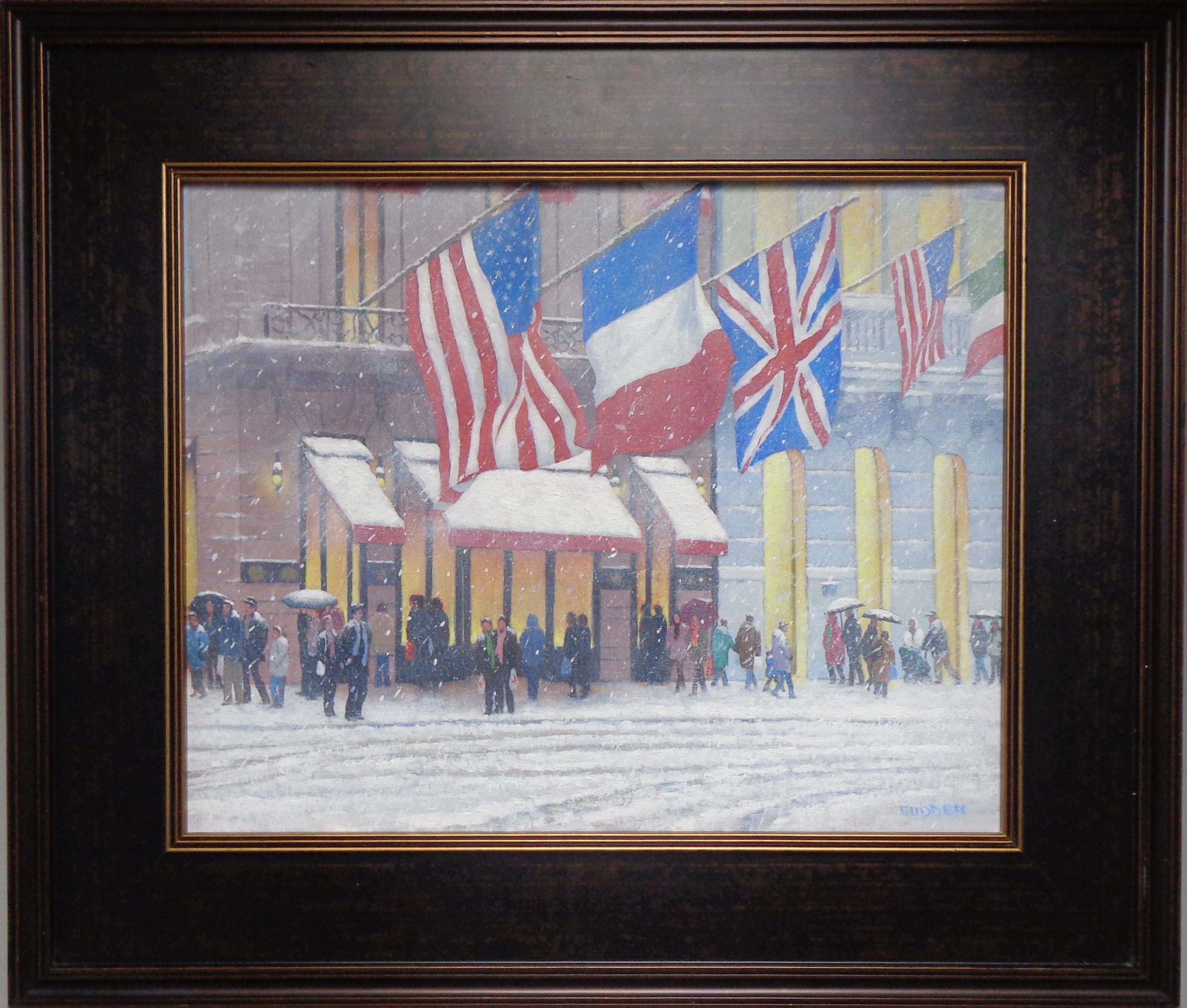 Lèche-vitrines d'hiver, Cartier
huile/lin
16 x 20 sans cadre, 23,88 x 27,88 avec cadre.
Lèche-vitrines d'hiver, Cartier est une peinture à l'huile  sur panneau en toile de l'artiste contemporain primé Michael Budden. Je me suis amusé à peindre cette