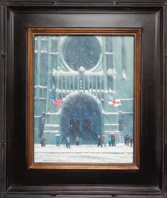 New York City Oil Painting Michael Budden 5th Avenue Winter St Thomas Church