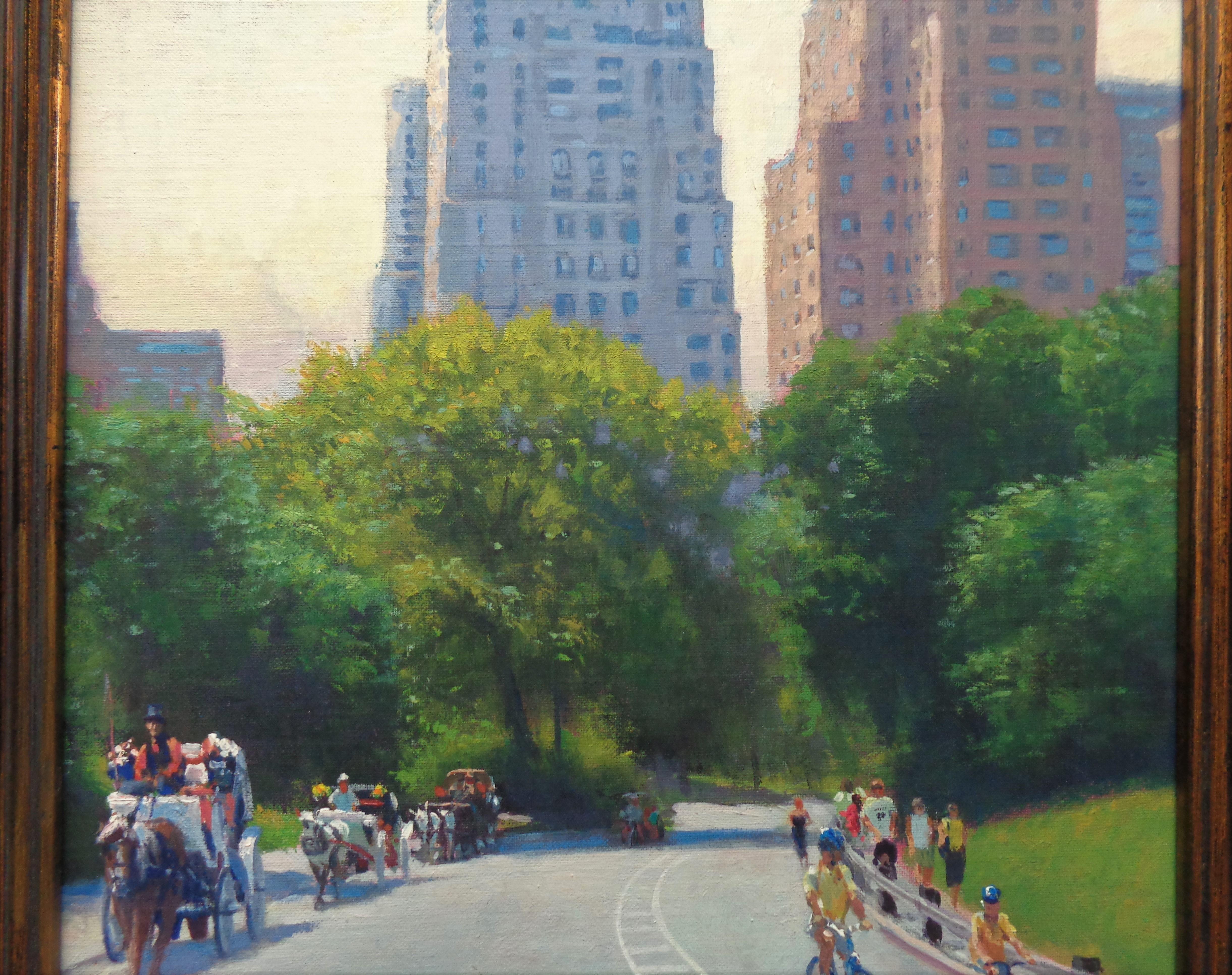  New York City Oil Painting Michael Budden Summertime Central Park For Sale 2
