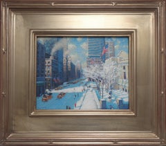  New York City Oil Painting Michael Budden Winter Afternoon Public Library