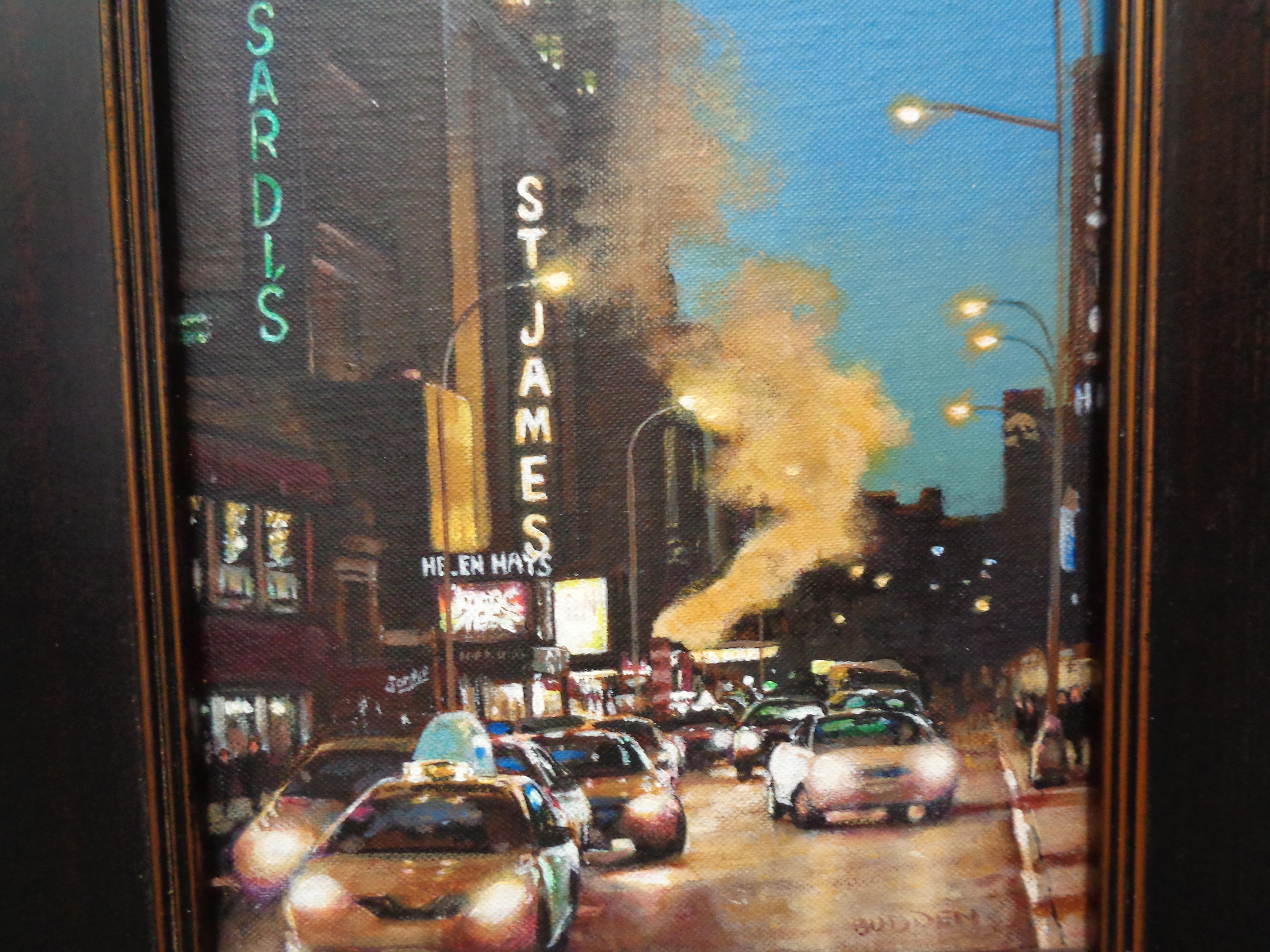 Peinture de Michael Budden soirée sur Broadway St James & Sardis à New York en vente 2