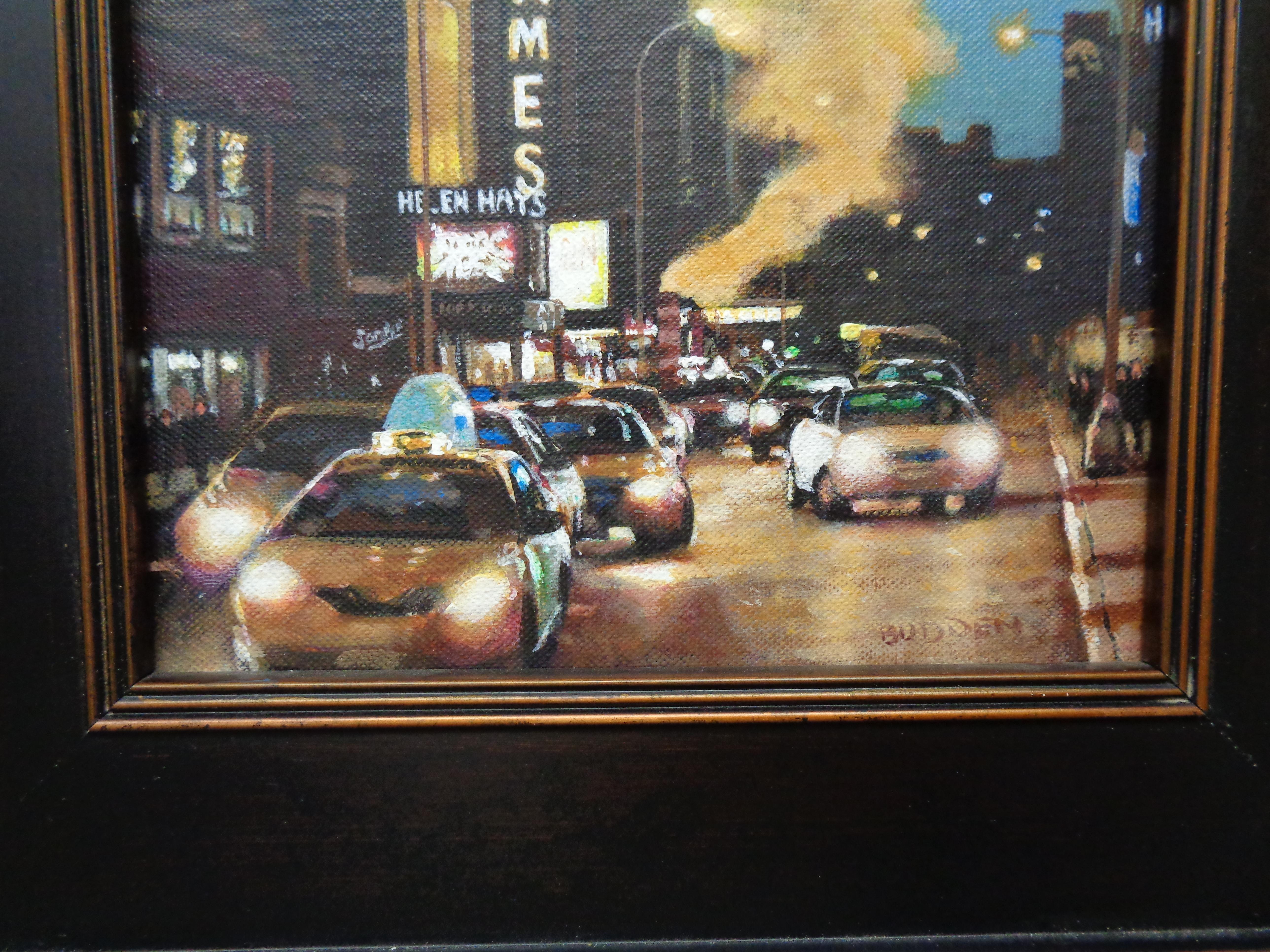 Peinture de Michael Budden soirée sur Broadway St James & Sardis à New York en vente 3