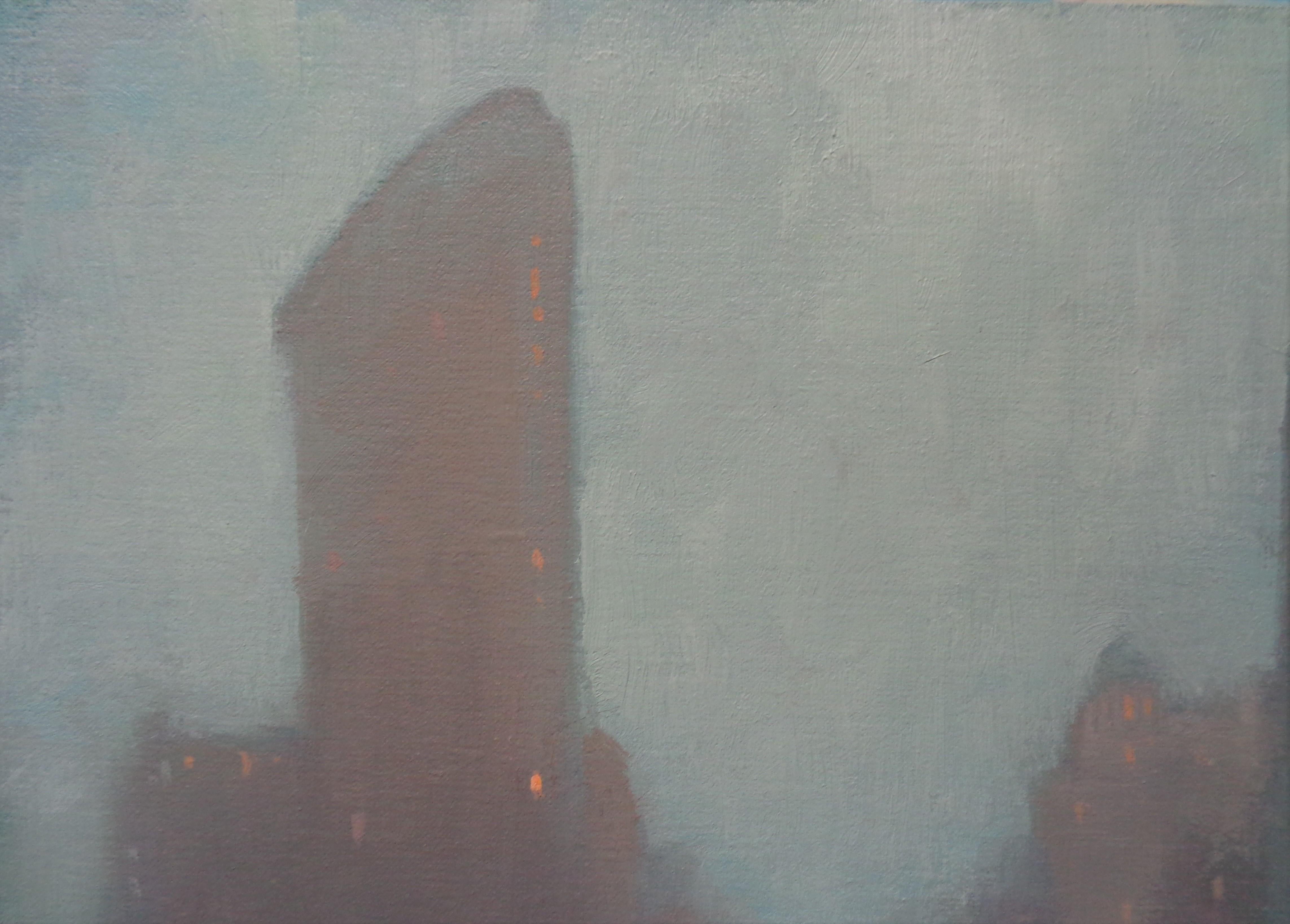  New York City Painting Michael Budden Rainy Day Fog Flatiron Building For Sale 2