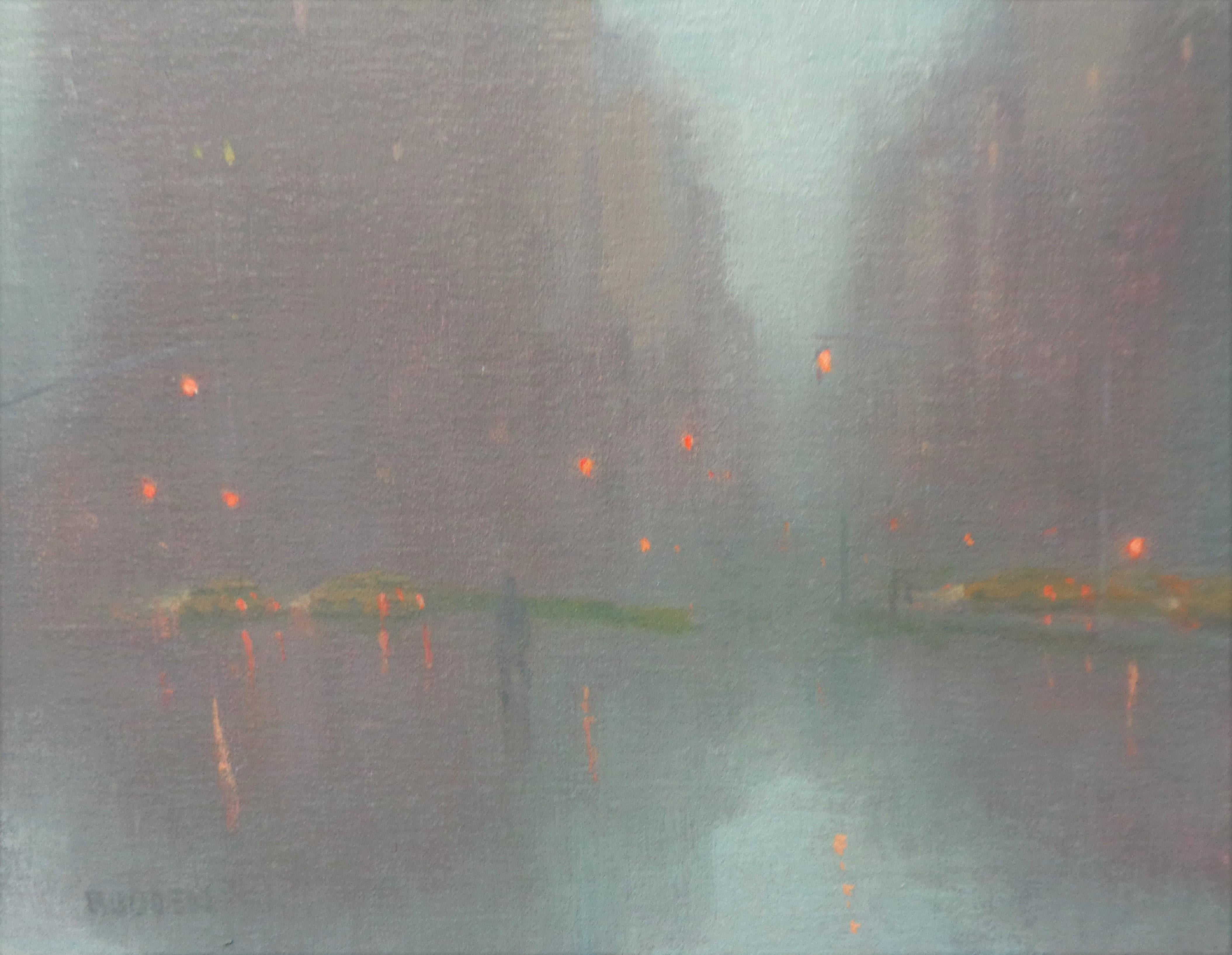  New York City Painting Michael Budden Rainy Day Fog Flatiron Building For Sale 4