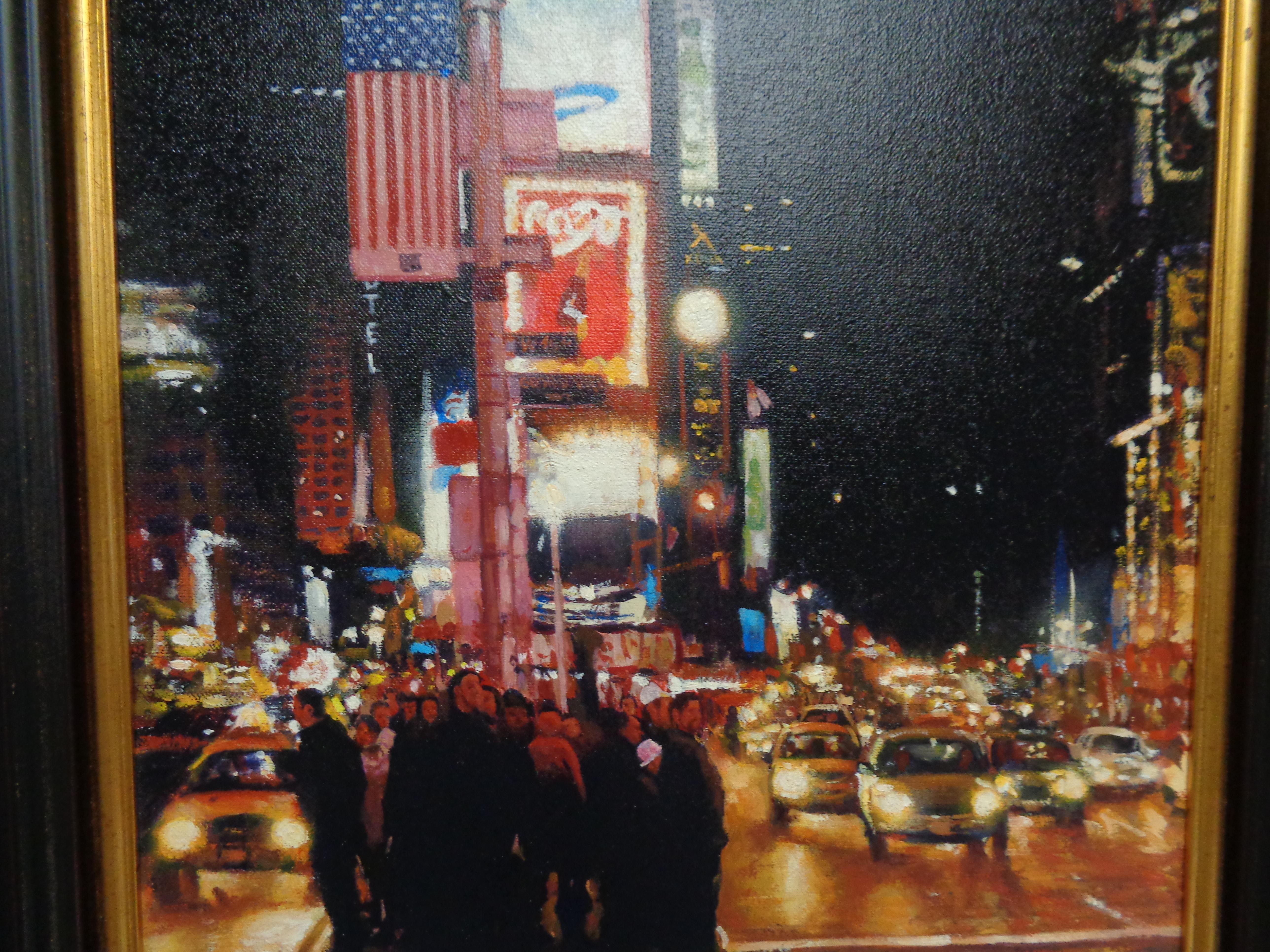  New York City Painting Times Square, Nocturne by Michael Budden  For Sale 2