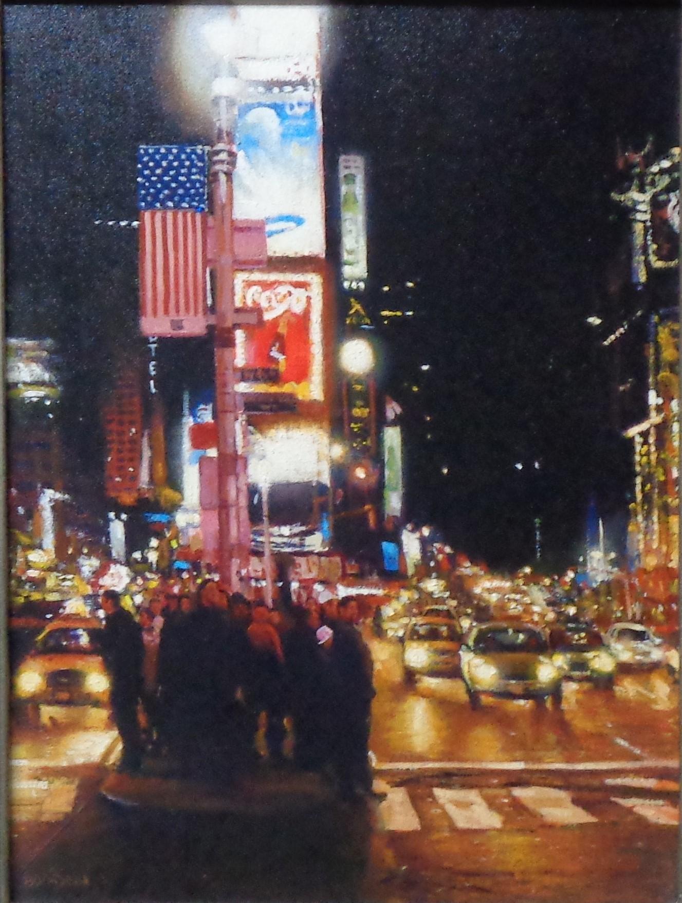 Gemälde am Times Square in New York City, Nocturne von Michael Budden im Angebot 4