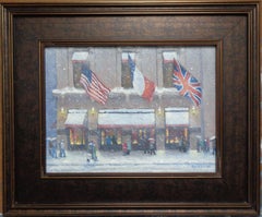  New York City Snow Oil Painting Michael Budden Snowy Evening Cartier's