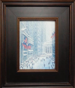  New York City Snow Oil Painting Michael Budden Wall Street Winter Broad St View