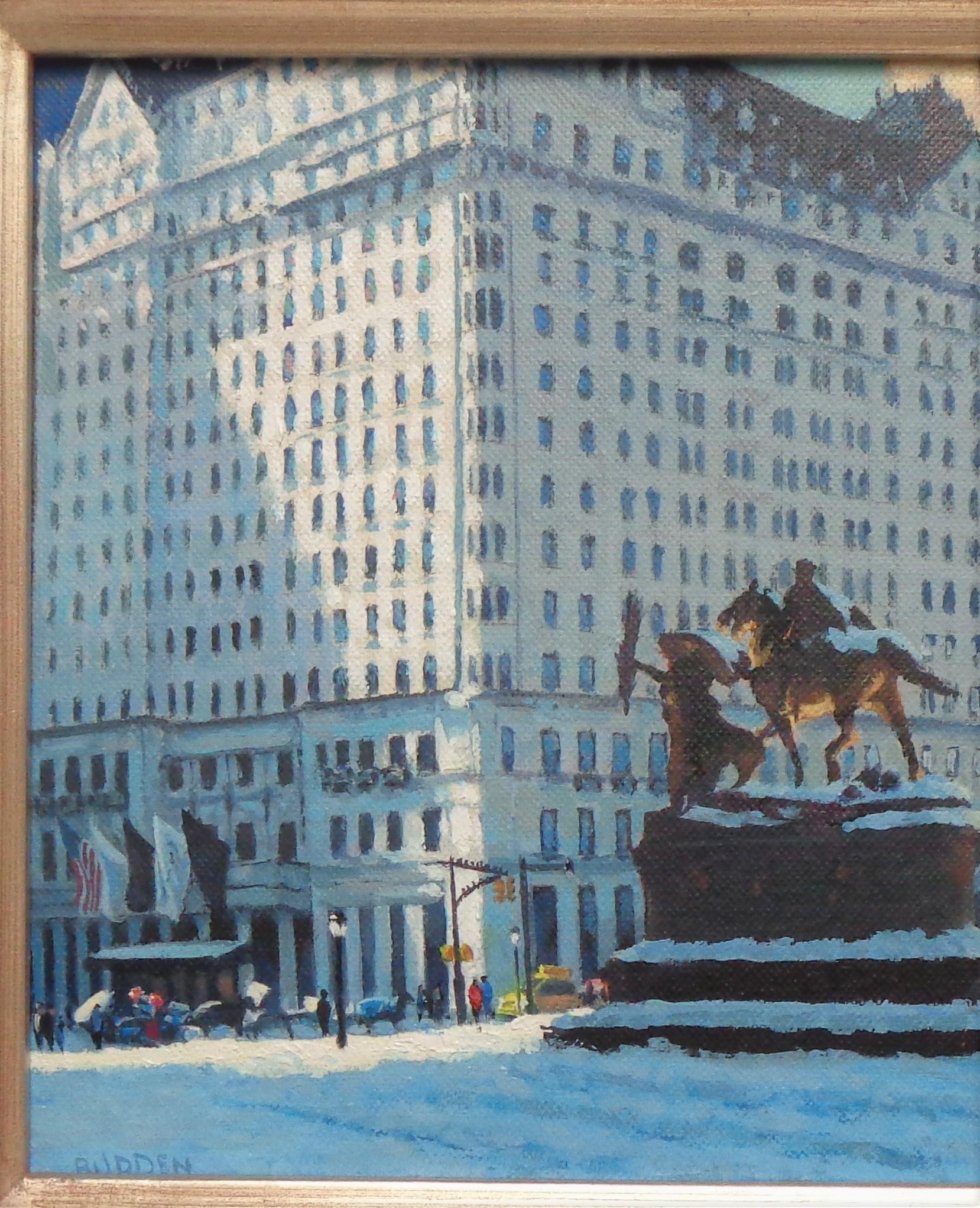  New York City Snow Painting Michael Budden Grand Army Plaza Central Park For Sale 2