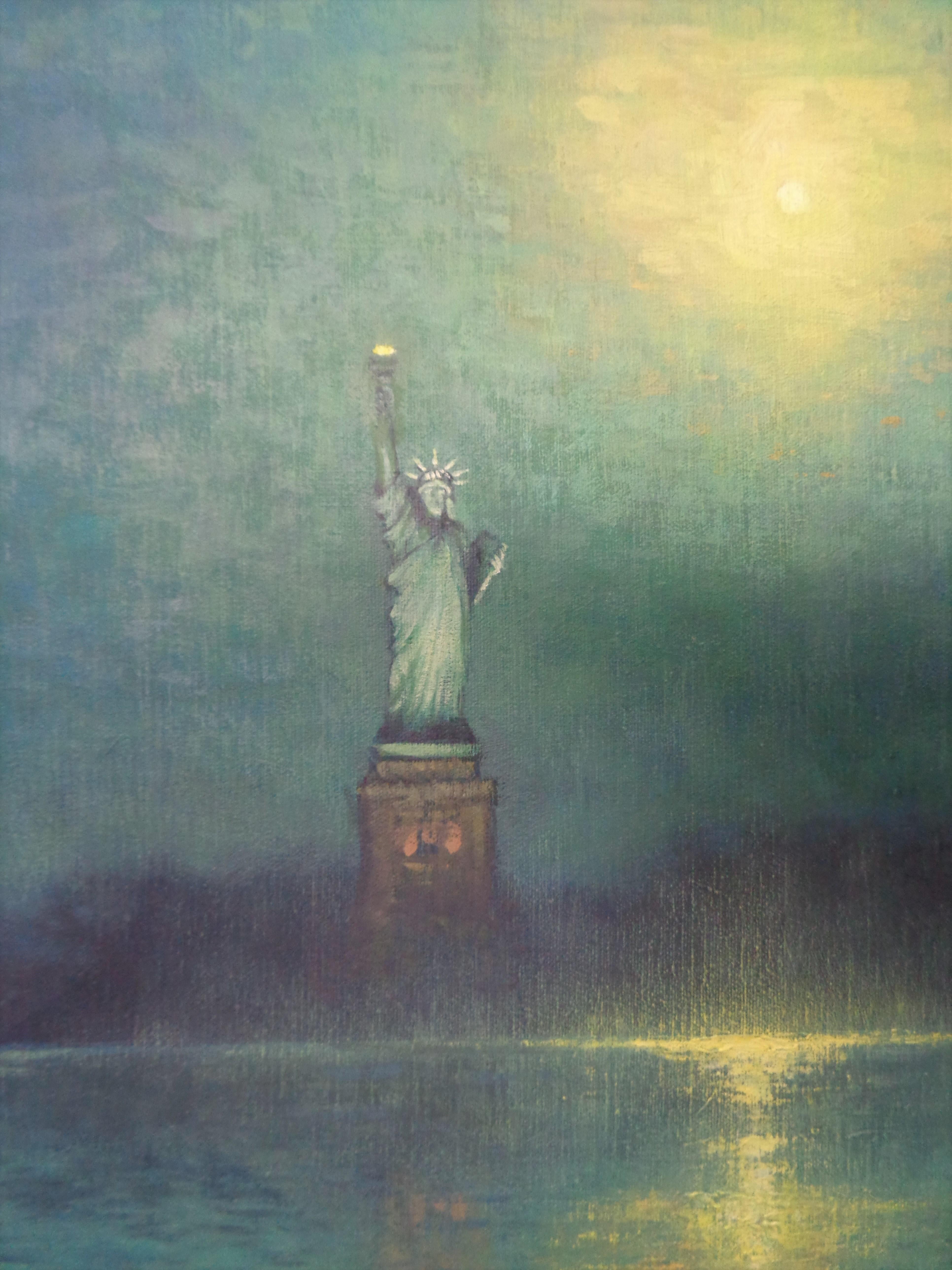  New York City Statue Liberty Moon Light Painting Michael Budden Beacons Night 1