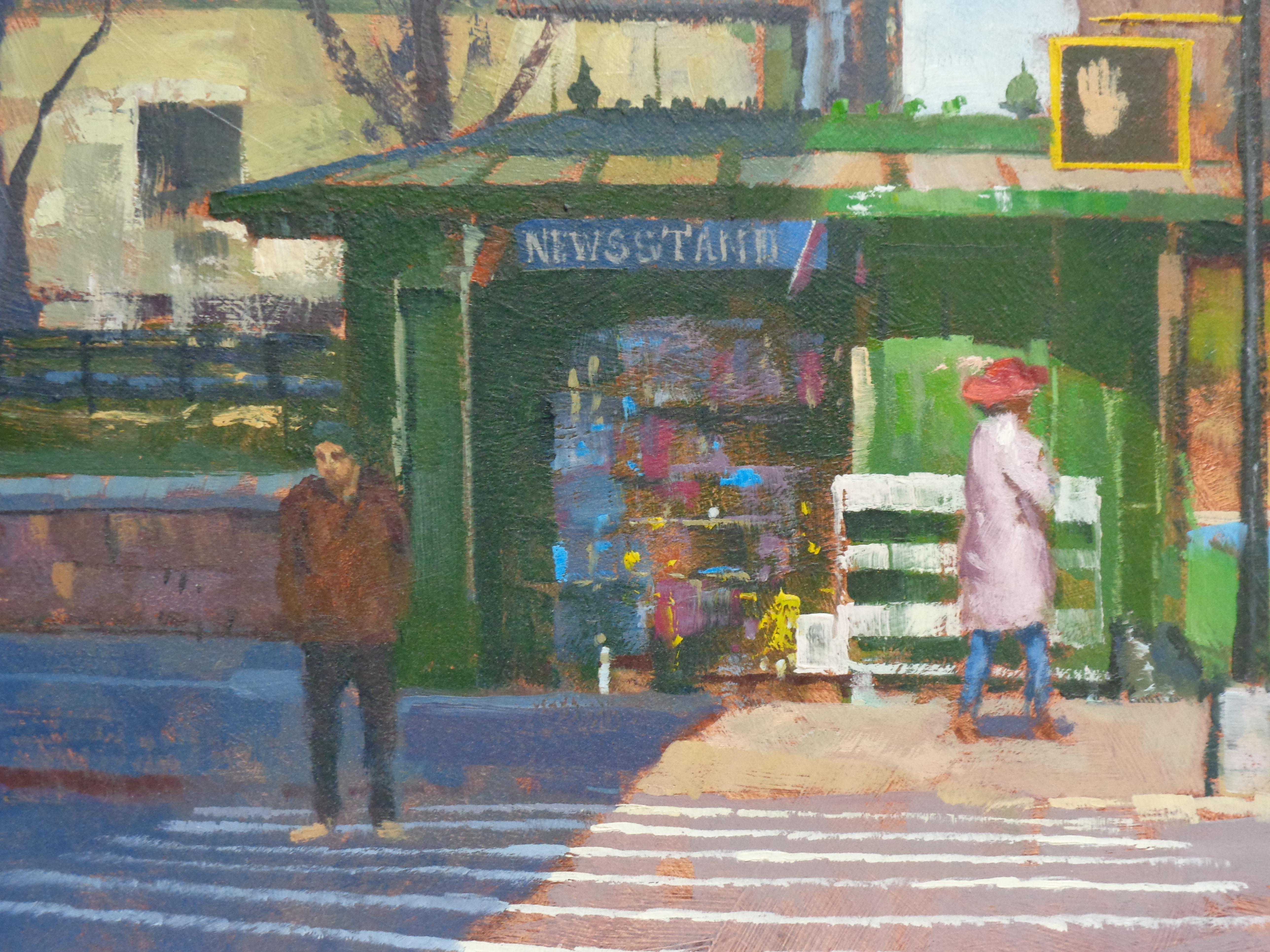 Peinture de rue de la ville de New York - Paul Bachem News Stand - Painting de Michael Budden