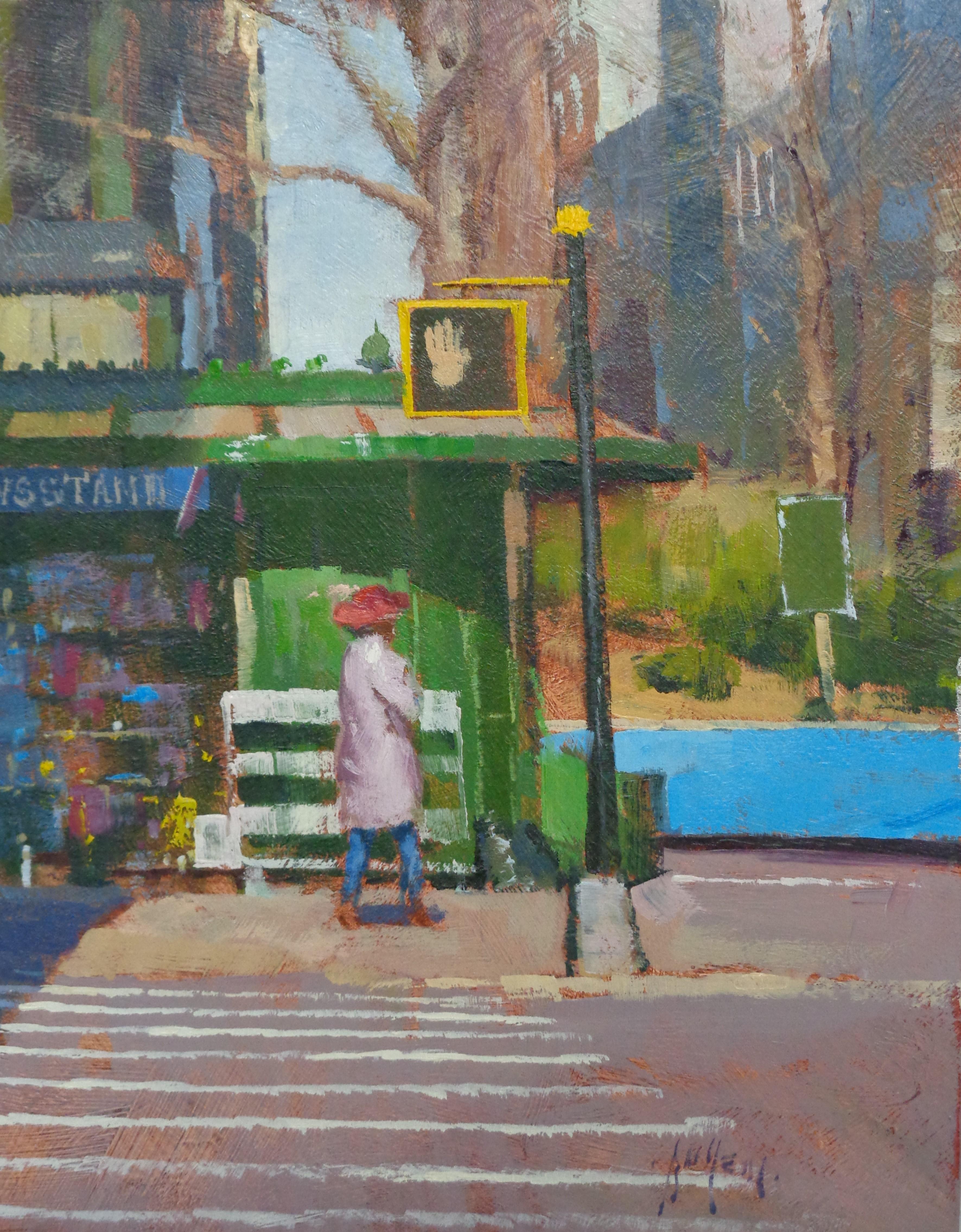  New York City Street Painting Paul Bachem News Stand For Sale 3