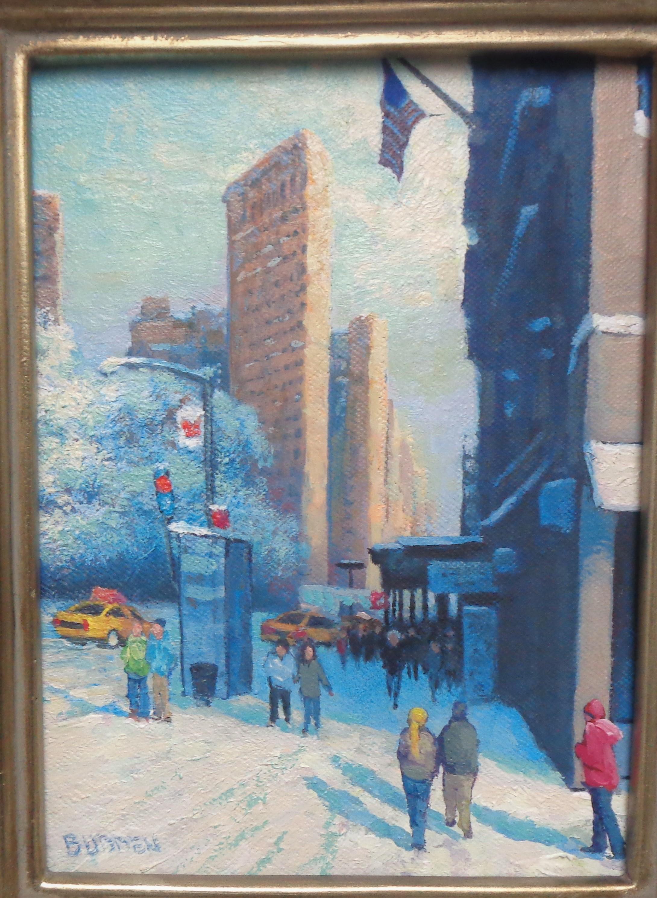 Winter Flatiron is an oil painting  on canvas panel by award winning contemporary artist Michael Budden. Rockefeller Center is obviously a favorite spot to hit while visiting NYC in winter and an iconic image for sure.  I enjoy playing with light