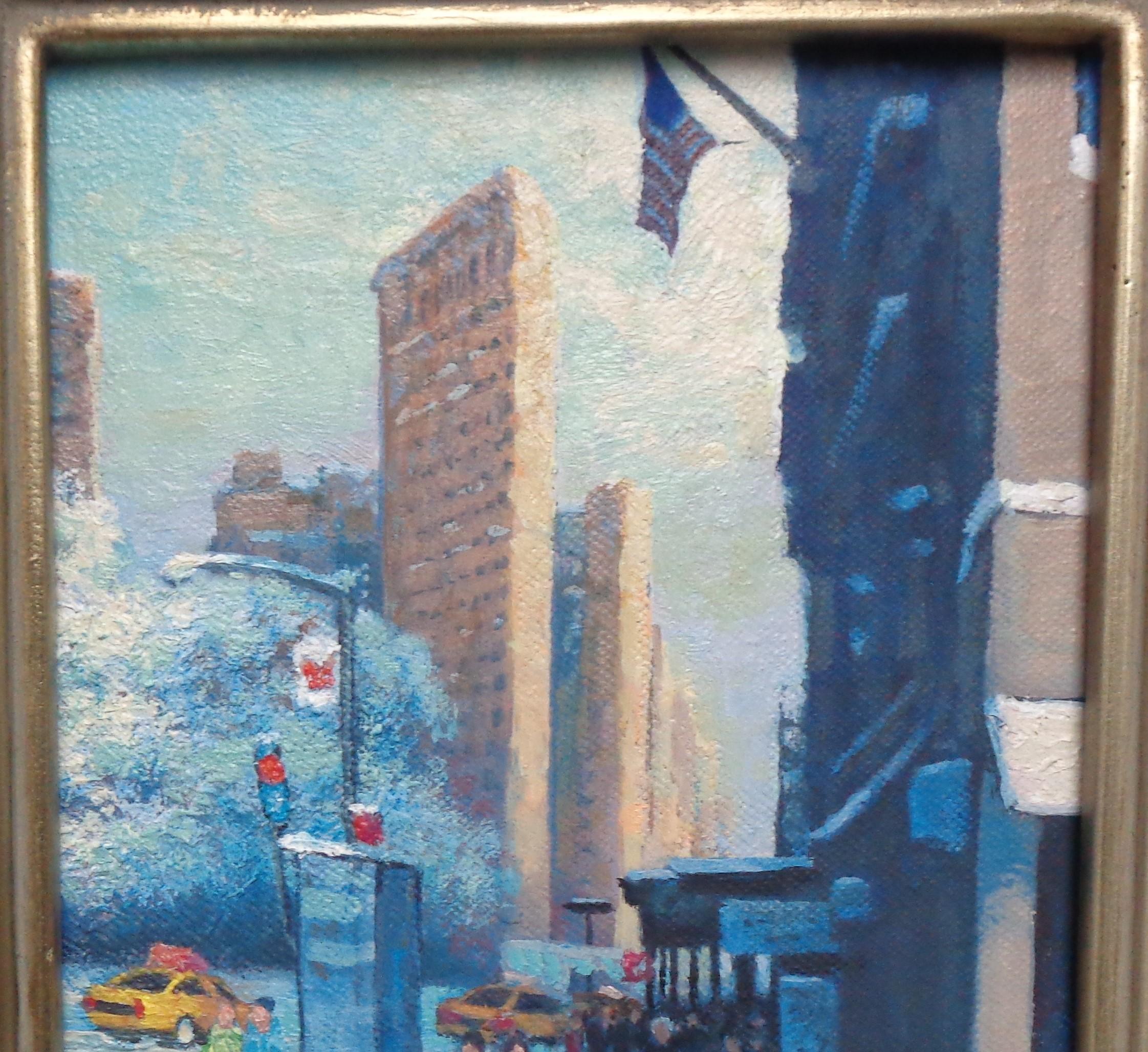  New York City Winter Flatiron Painting Michael Budden  For Sale 1