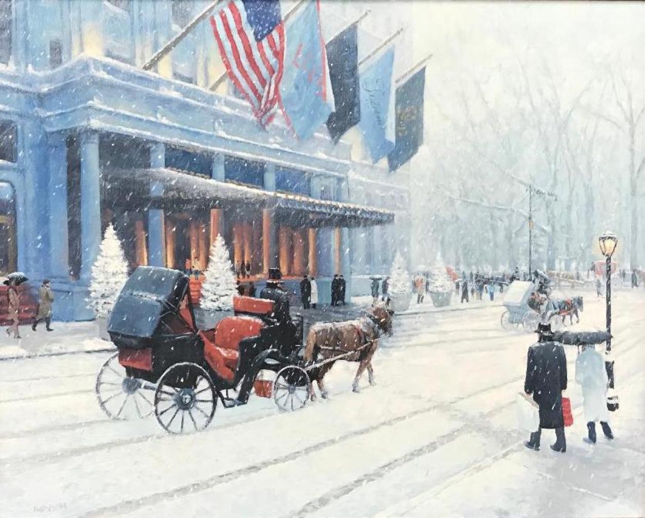 New York City Winter Landscape Plaza Hotel Oil Painting by Michael Budden 1