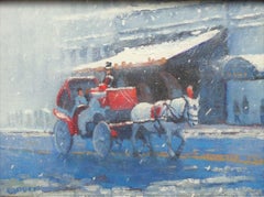 New York City Winter Snow Central Park Carriage Ride Oil Painting Michael Budden