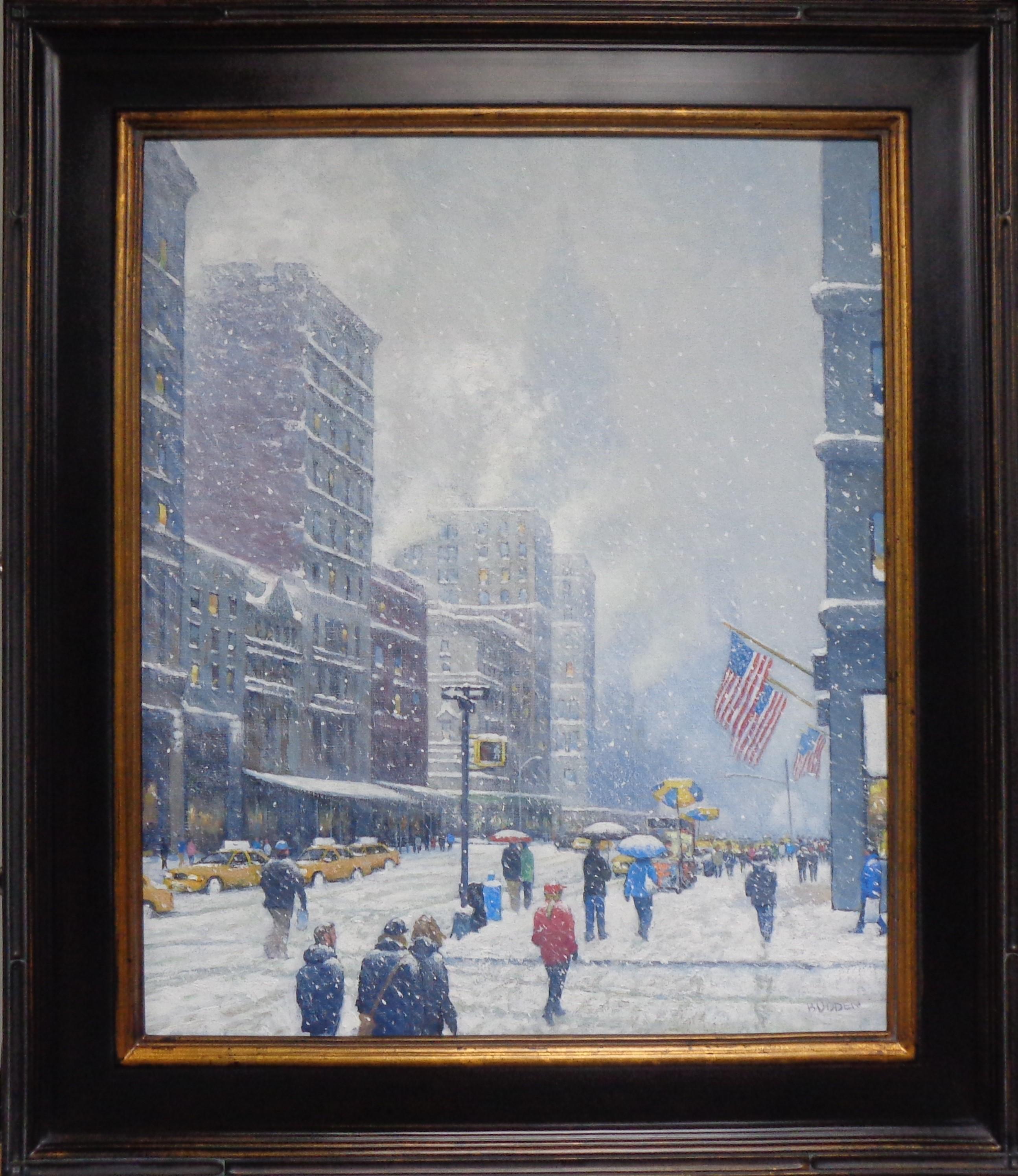 A lo largo de la Quinta Avenida, NYC
óleo/lienzo
24 x 20 sin enmarcar, 30,5 x 26,5 x 1,5 enmarcada.
A lo largo de la Quinta Avenida es un óleo  sobre lienzo del galardonado artista contemporáneo Michael Budden. Disfruté pintando esta imagen que