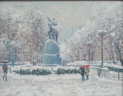 New York City Winter Snow Painting Michael Budden Winter At Union Square Park