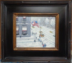  New York City Winter Snow Painting Michael Budden Winter Cartier Flags