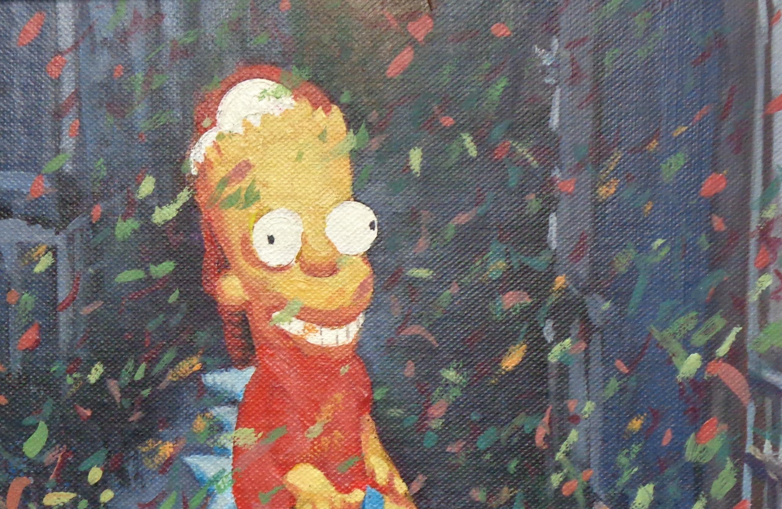   NYC Landscape Oil Painting Michael Budden Macy's Parade Series Bart Simpson 2