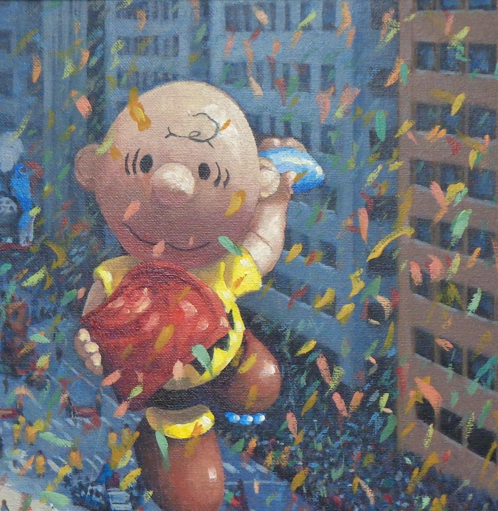  NYC Landscape Oil Painting Michael Budden Macy's Parade Series Charlie Brown For Sale 2