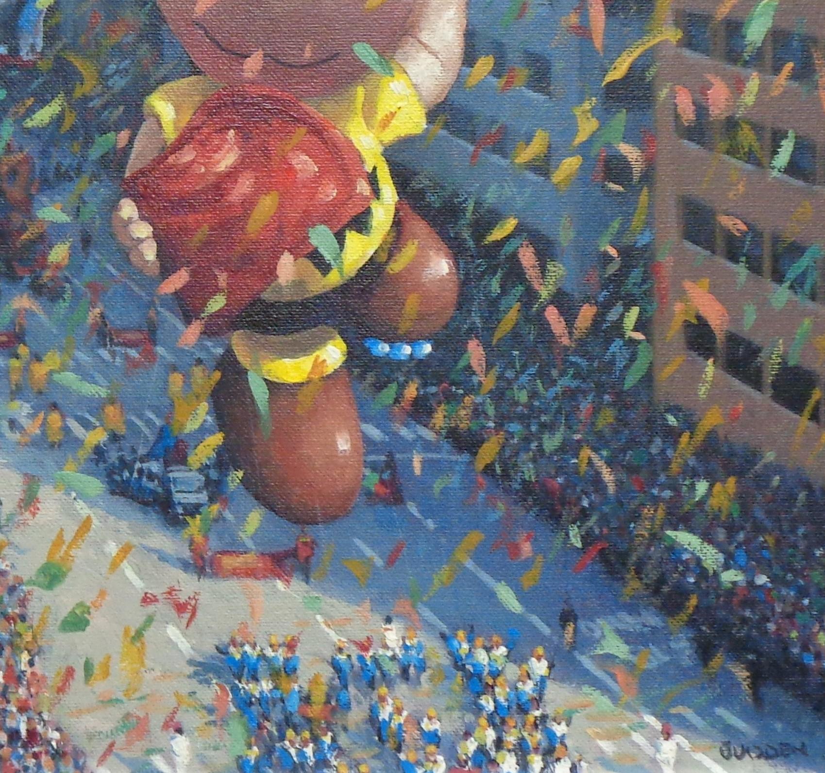   NYC Landscape Oil Painting Michael Budden Macy's Parade Series Charlie Brown For Sale 3