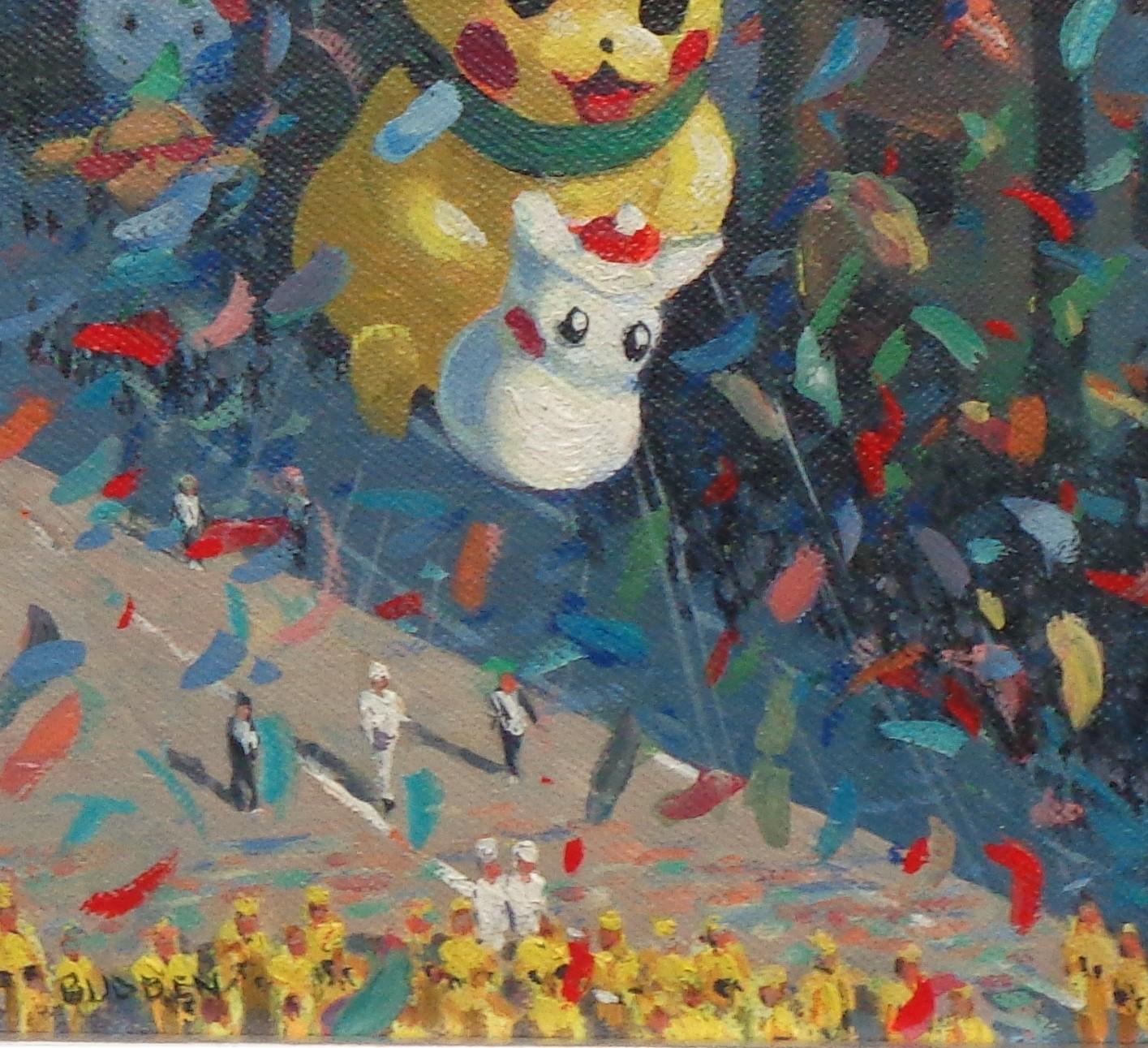   NYC Landscape Oil Painting Michael Budden Macy's Parade Series Pikachu For Sale 2
