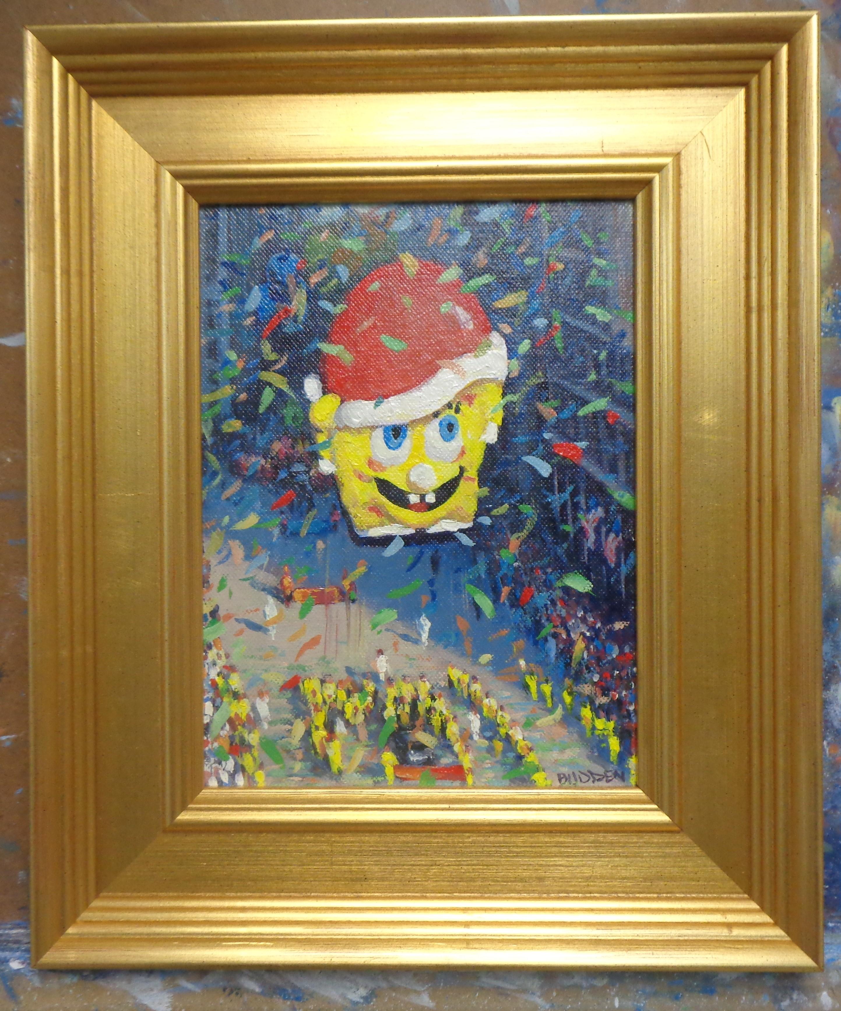 NYC Paesaggio dipinto ad olio Michael Budden Macy's Parade Series Sponge Bob in vendita 1