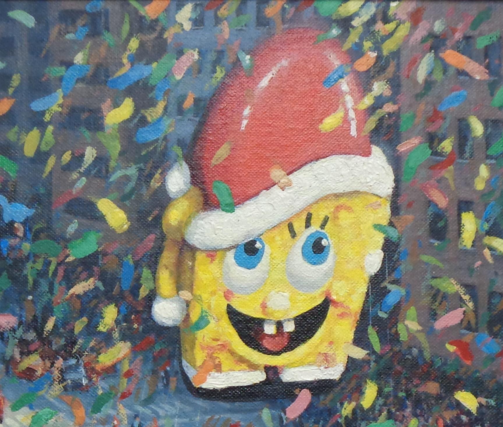 NYC Landscape Oil Painting Michael Budden Macy's Parade Series Sponge Bob en vente 2