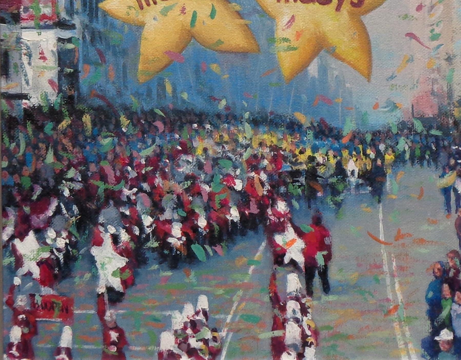 NYC Landscape Oil Painting Michael Budden Macy's Parade Series Stars & Sonic en vente 3