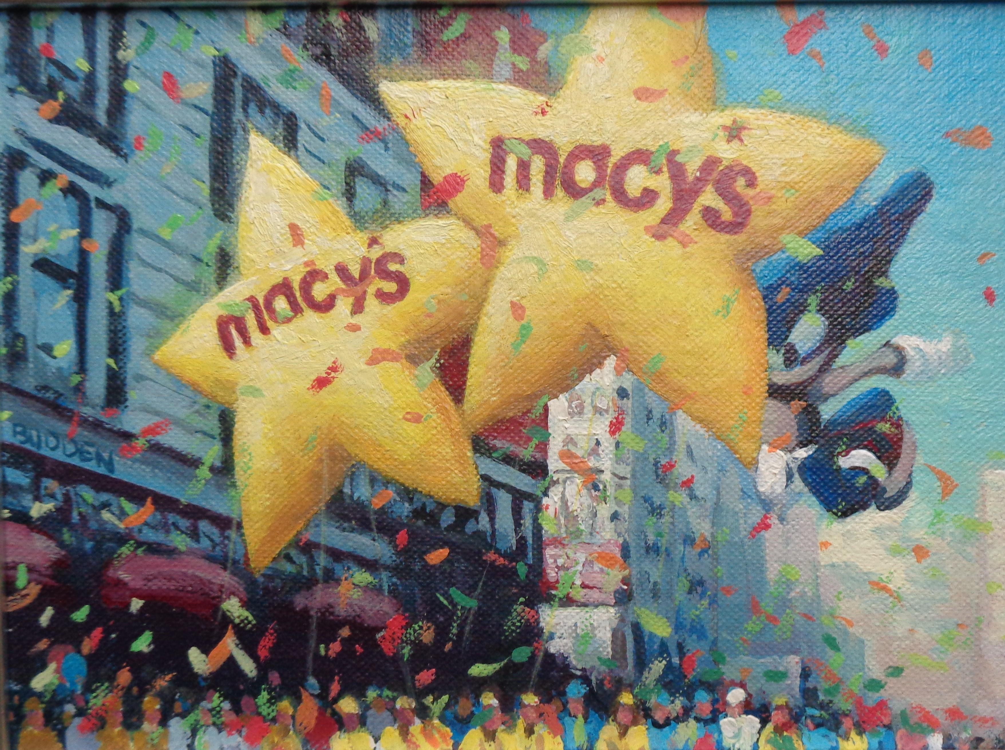   NYC Landscape Oil Painting Michael Budden Macy's Parade Sonic & Stars Study For Sale 1
