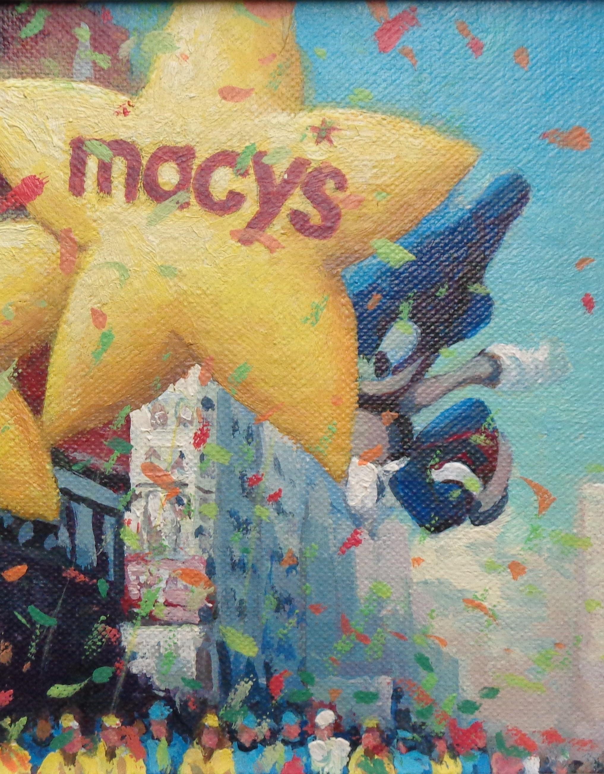   NYC Landscape Oil Painting Michael Budden Macy's Parade Sonic & Stars Study For Sale 3