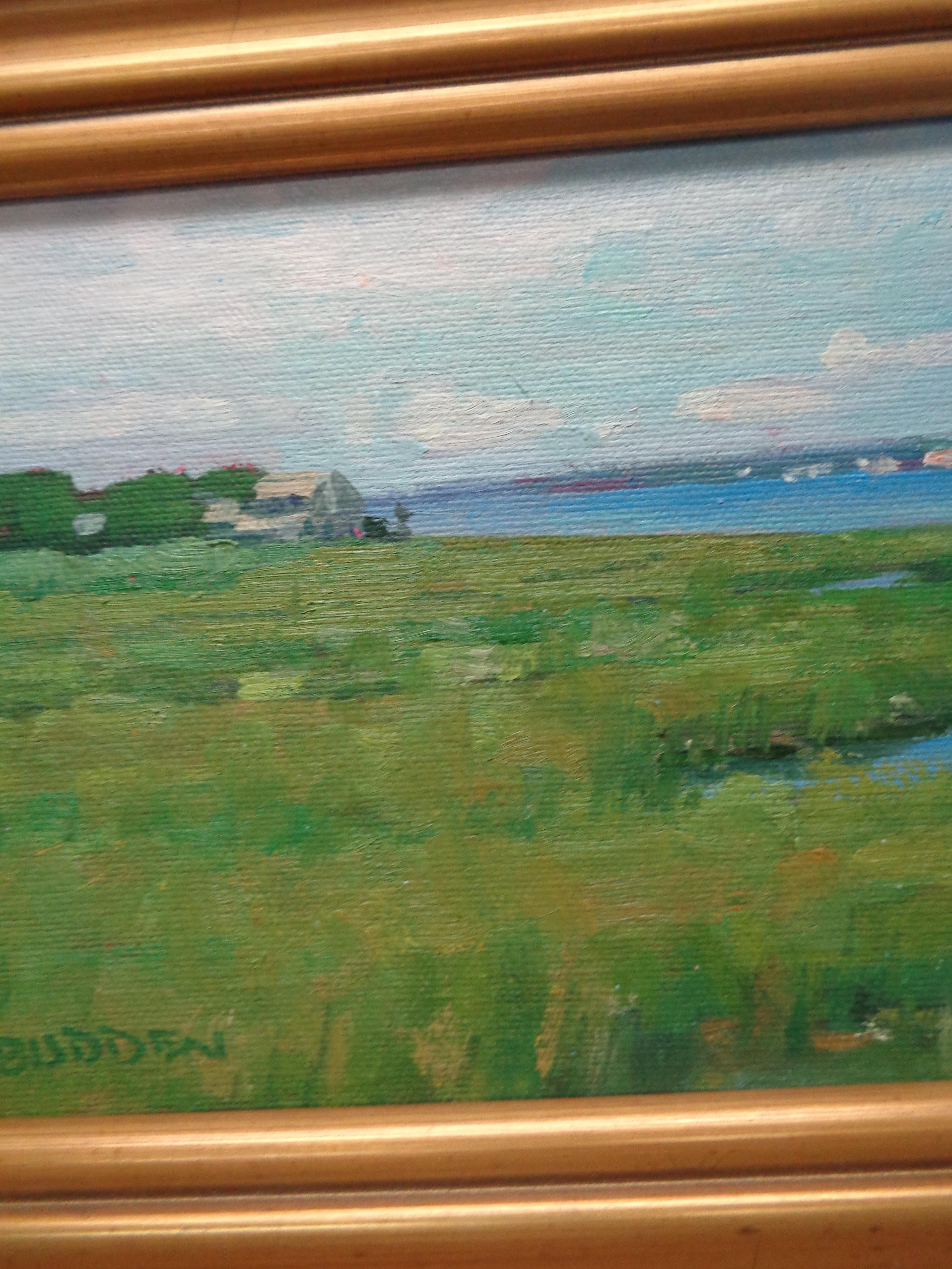  Ocean & Beach Marsh Impressionistic Seascape Oil Painting by Michael Budden For Sale 2