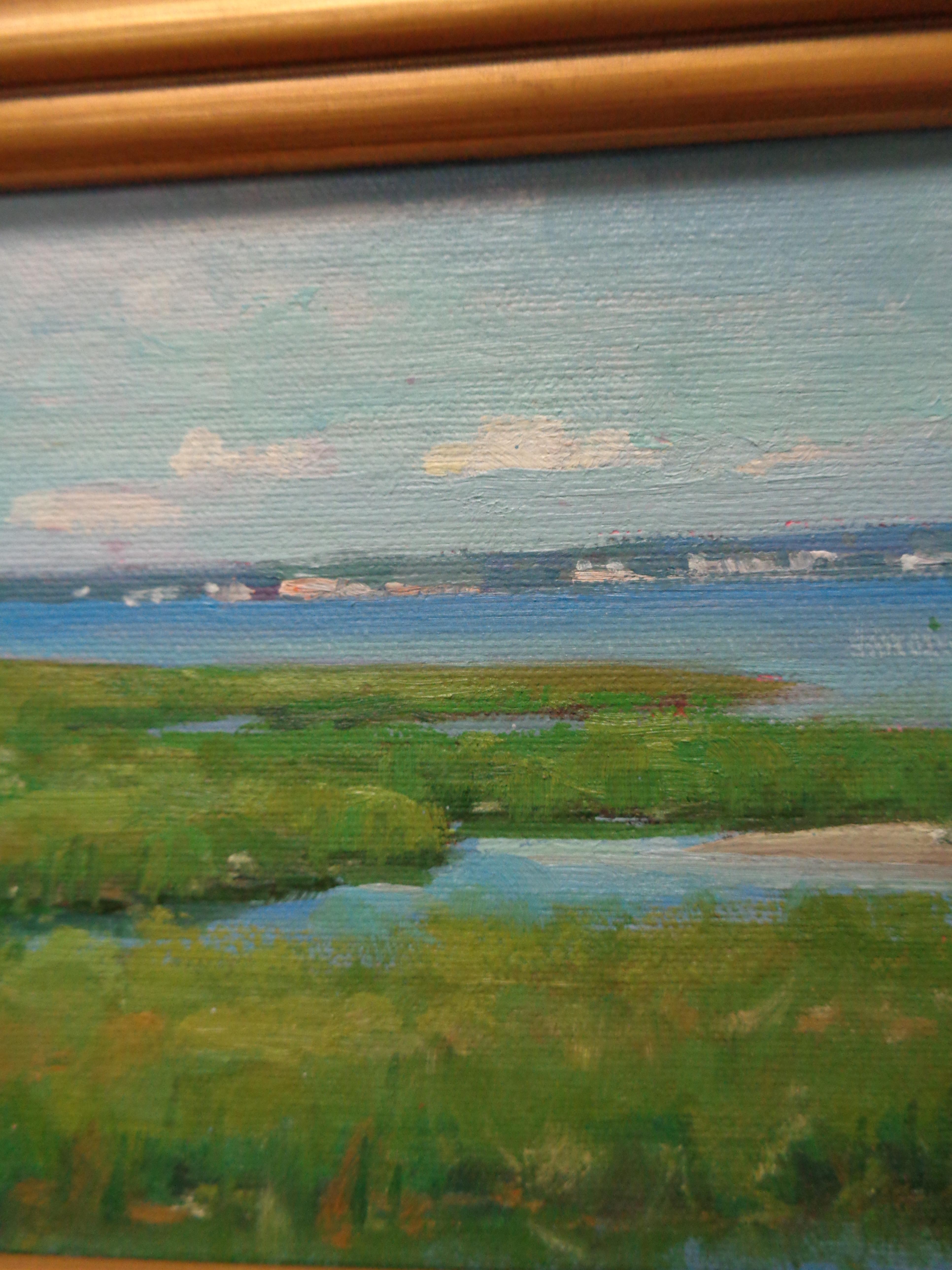  Ocean & Beach Marsh Impressionistic Seascape Oil Painting by Michael Budden For Sale 3