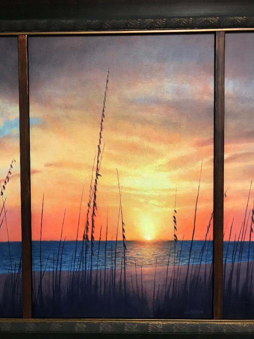  Ocean Beach Triptych Seascape Oil Painting by Michael Budden Coastal Sunrise For Sale 2