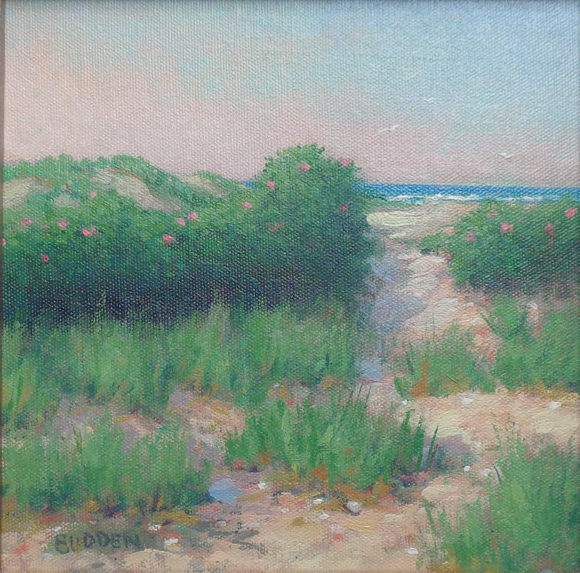 Paesaggio marino impressionistico dipinto da Michael Budden Sentiero della spiaggia in vendita 1