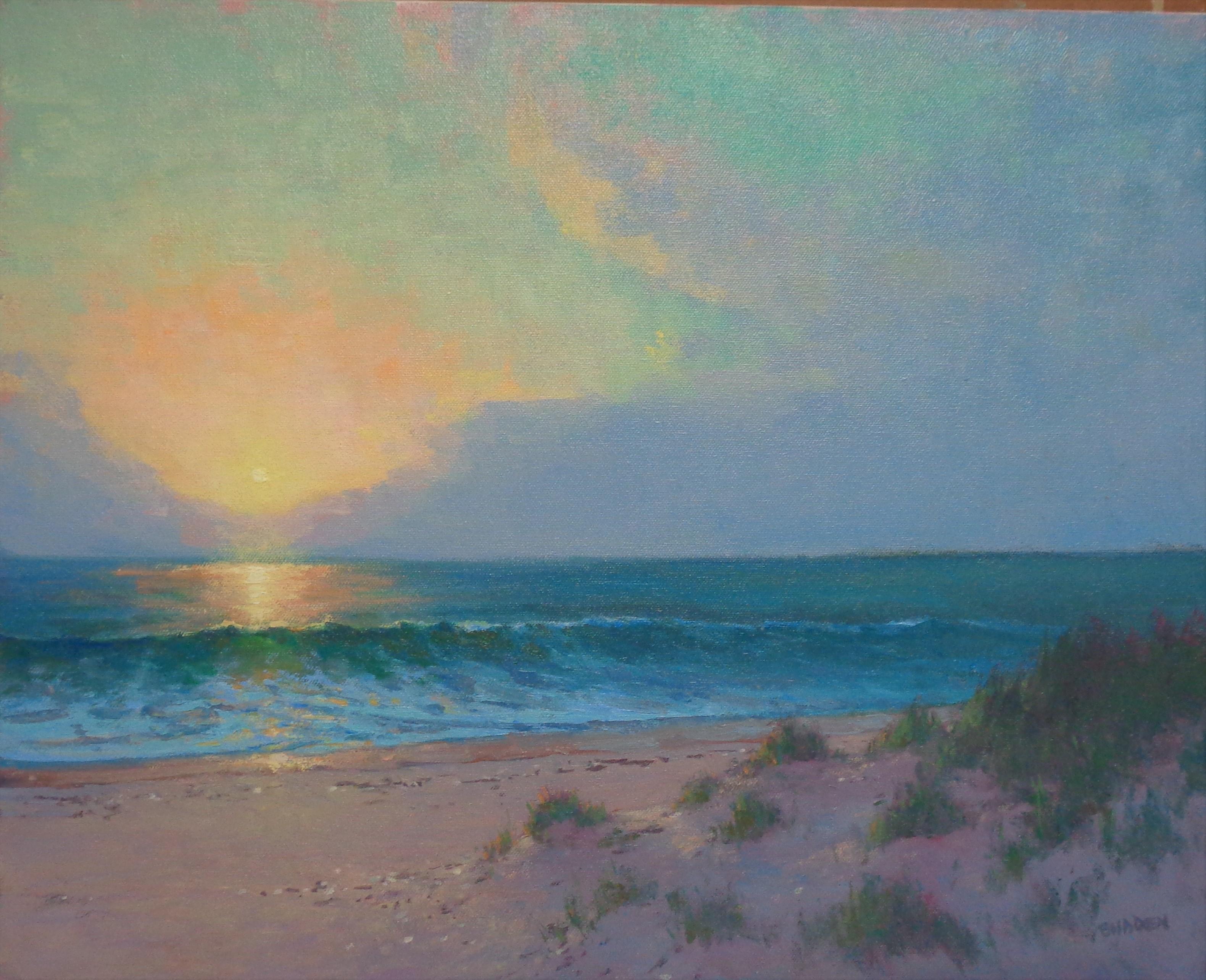Ocean Impressionistic Seascape Painting Michael Budden Magical Moment For Sale 1