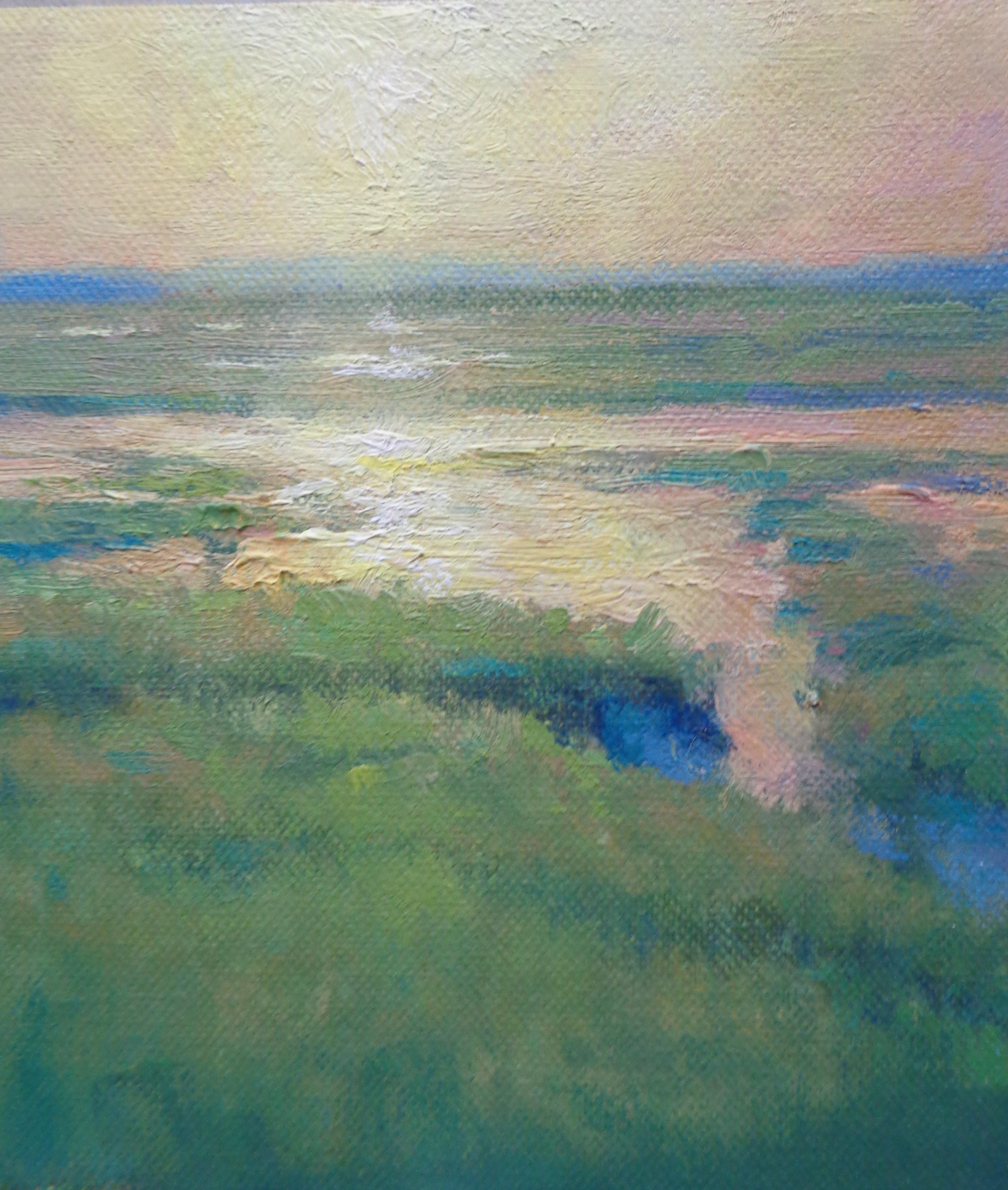  Ocean Impressionistic Seascape Painting Michael Budden Morning Marsh Light For Sale 4