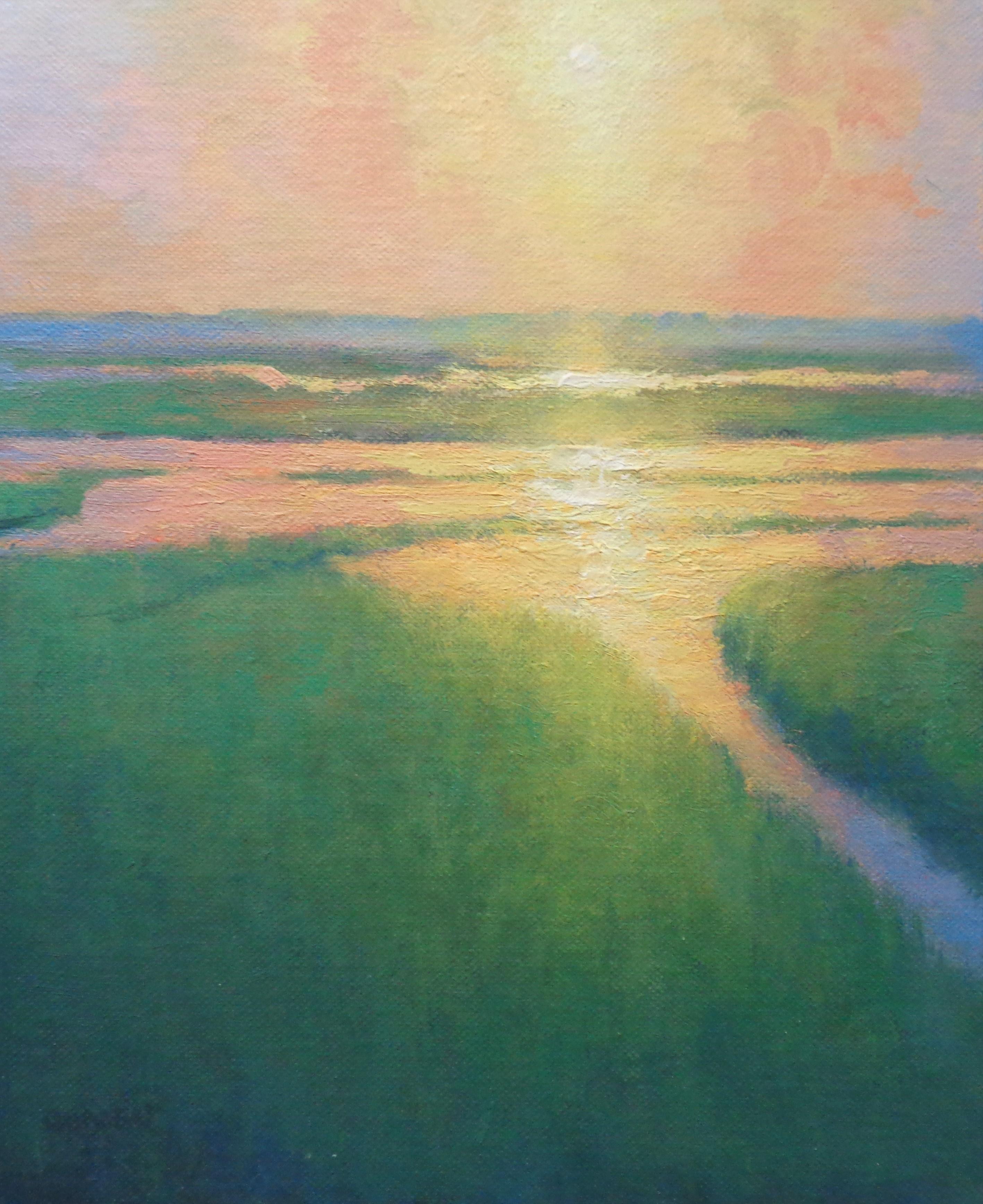Oceano Pittura impressionistica di paesaggio marino Michael Budden Morning Marsh Light II in vendita 1